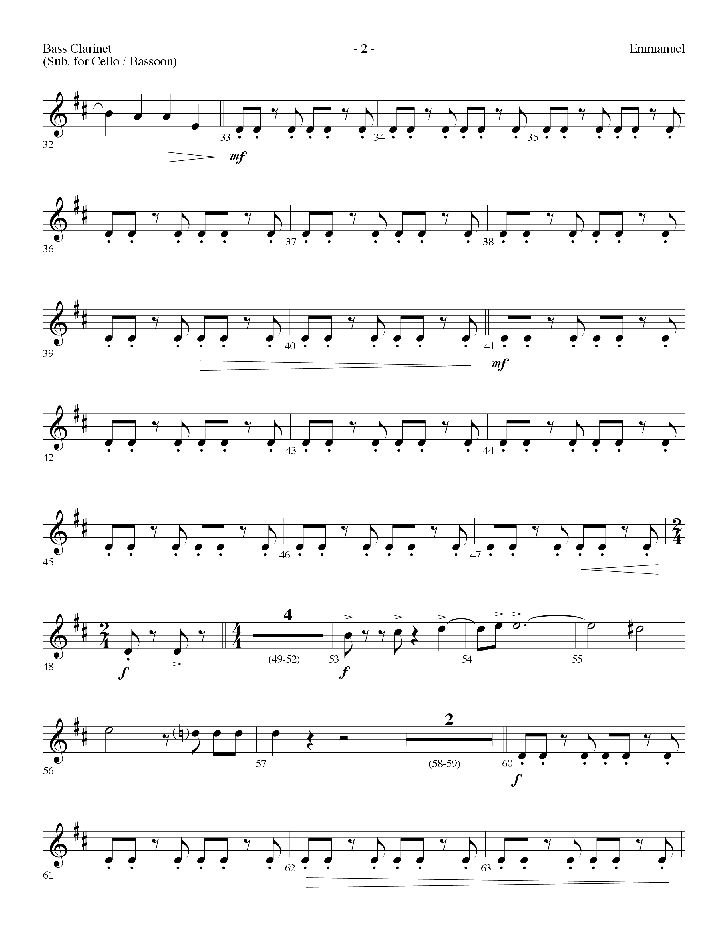 Emmanuel (Choral Anthem SATB) Bass Clarinet (Lifeway Choral / Arr. Dennis Allen)