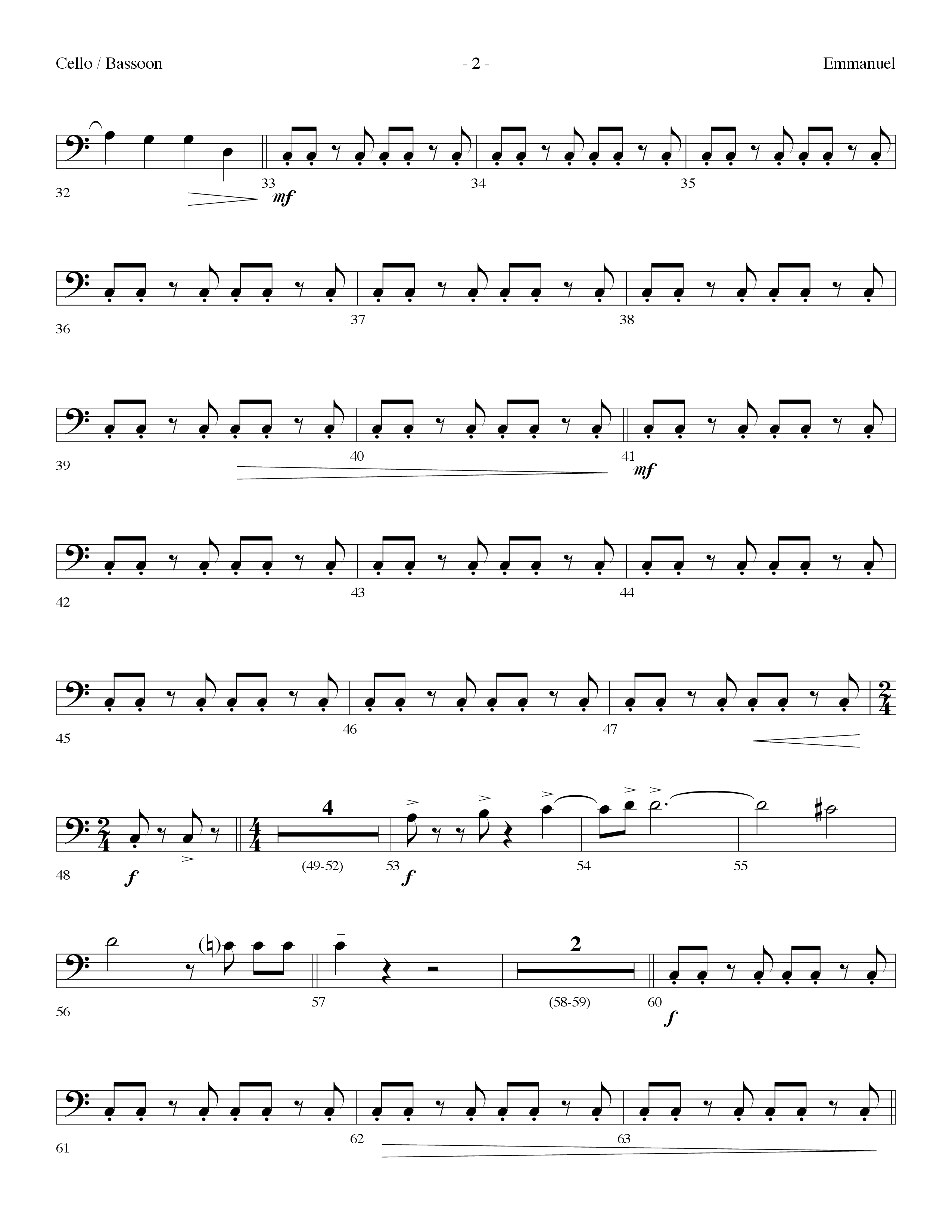 Emmanuel (Choral Anthem SATB) Cello (Lifeway Choral / Arr. Dennis Allen)