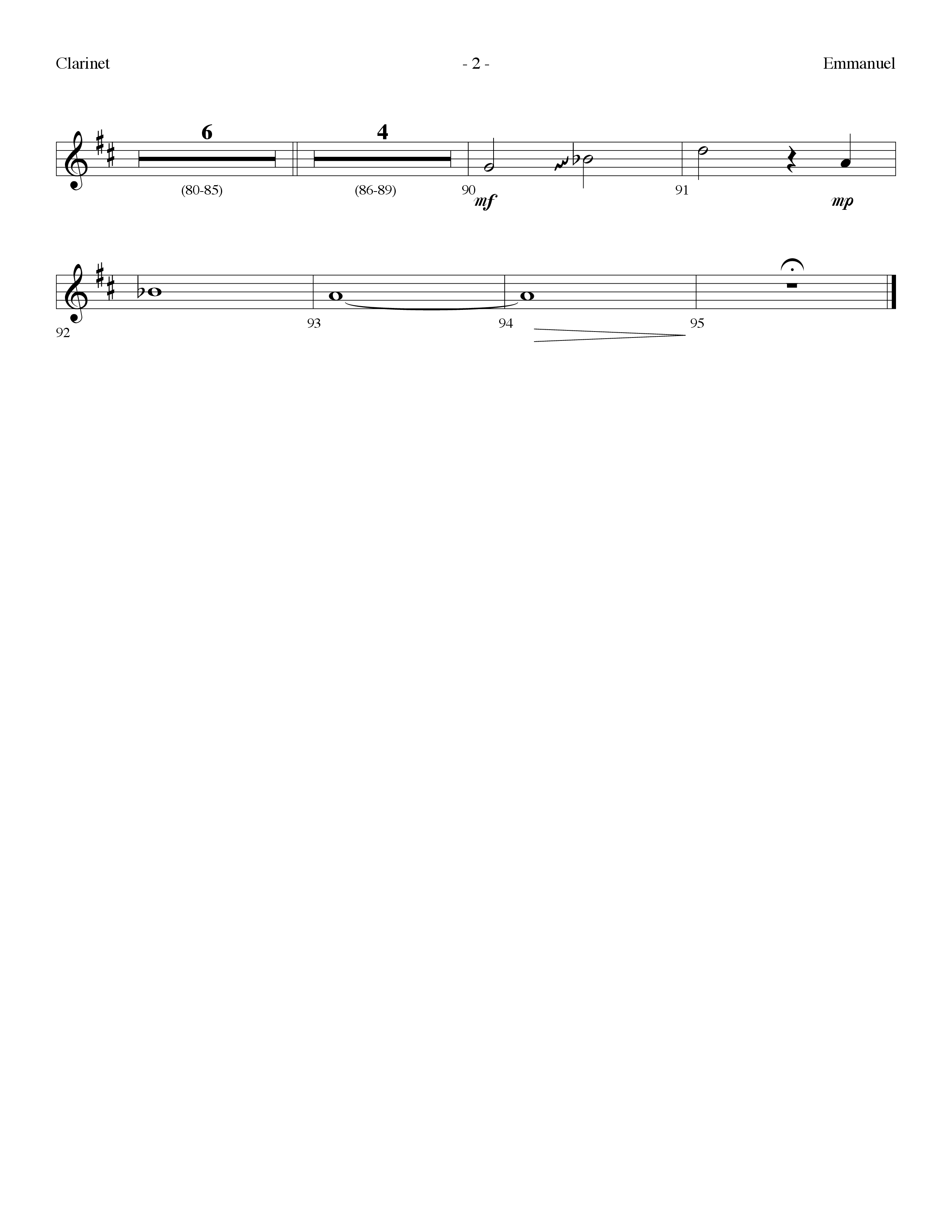 Emmanuel (Choral Anthem SATB) Clarinet (Lifeway Choral / Arr. Dennis Allen)