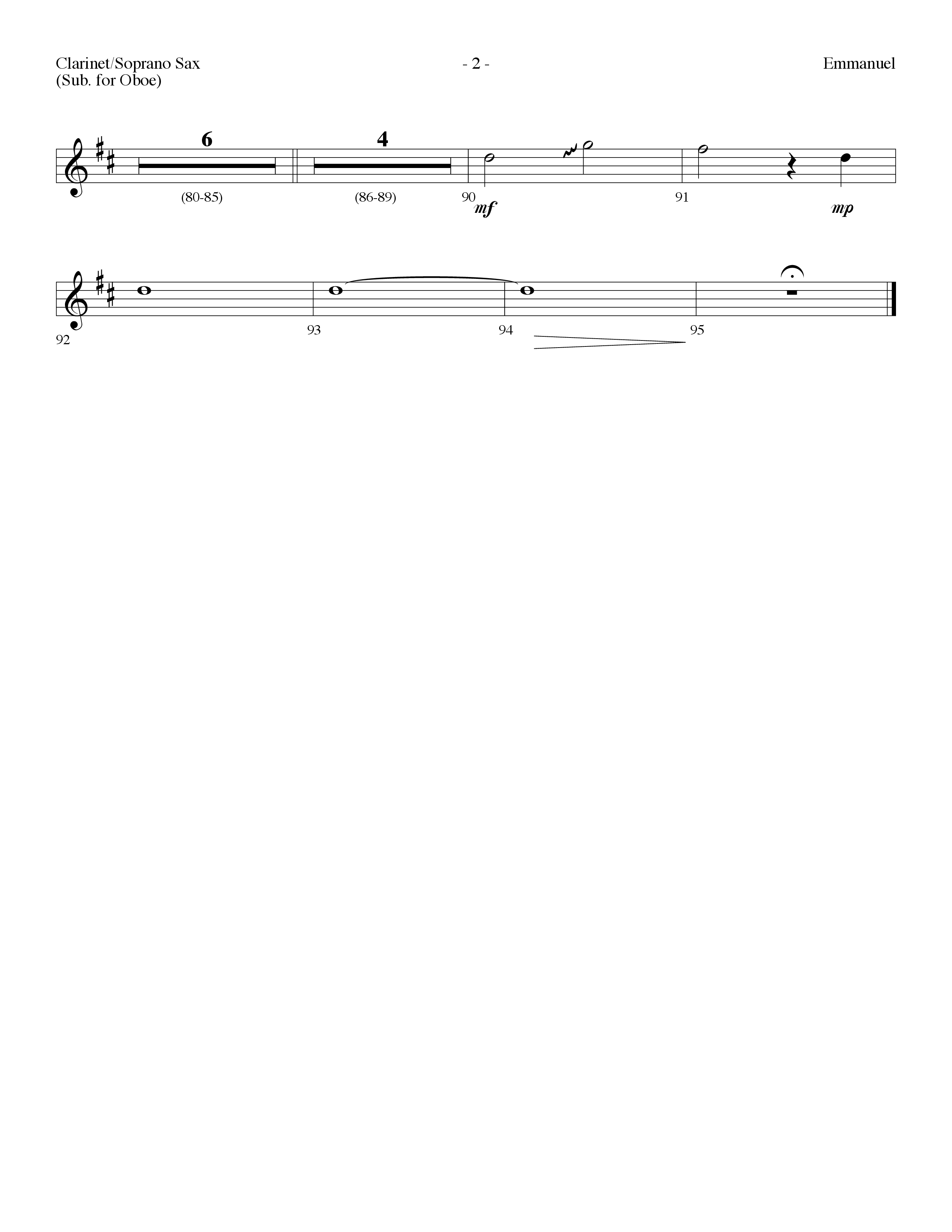Emmanuel (Choral Anthem SATB) Clarinet/Soprano Sax (Lifeway Choral / Arr. Dennis Allen)