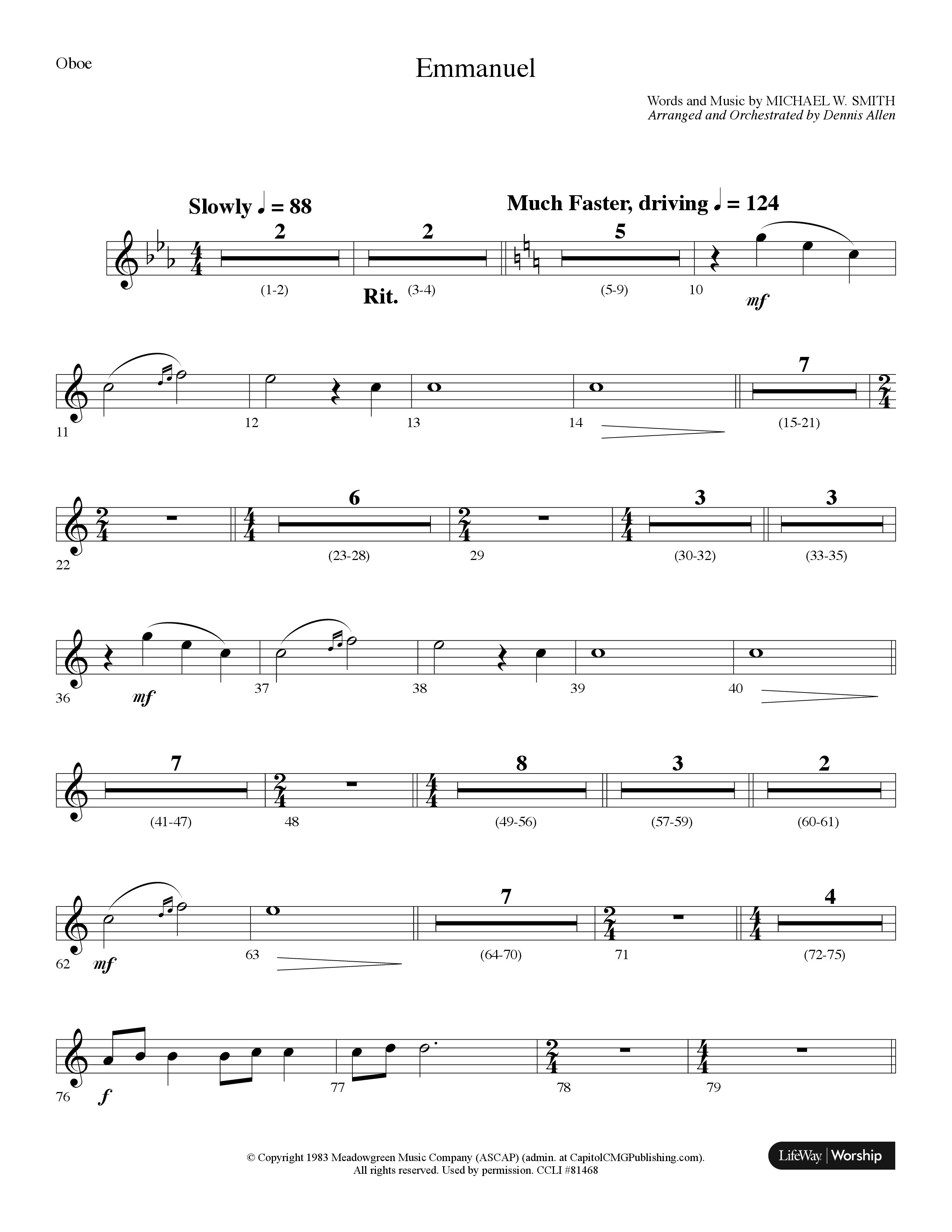 Emmanuel (Choral Anthem SATB) Oboe (Lifeway Choral / Arr. Dennis Allen)