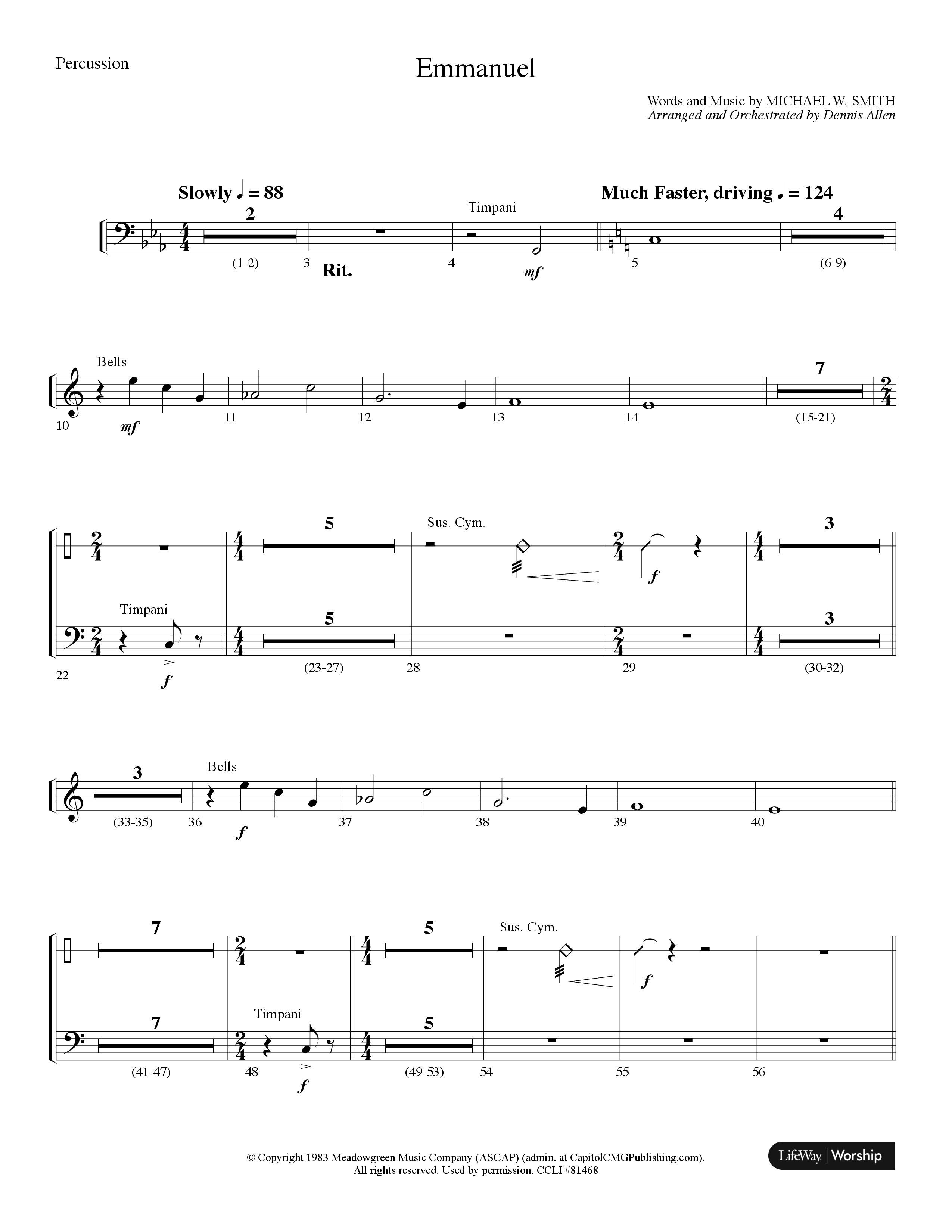 Emmanuel (Choral Anthem SATB) Percussion (Lifeway Choral / Arr. Dennis Allen)