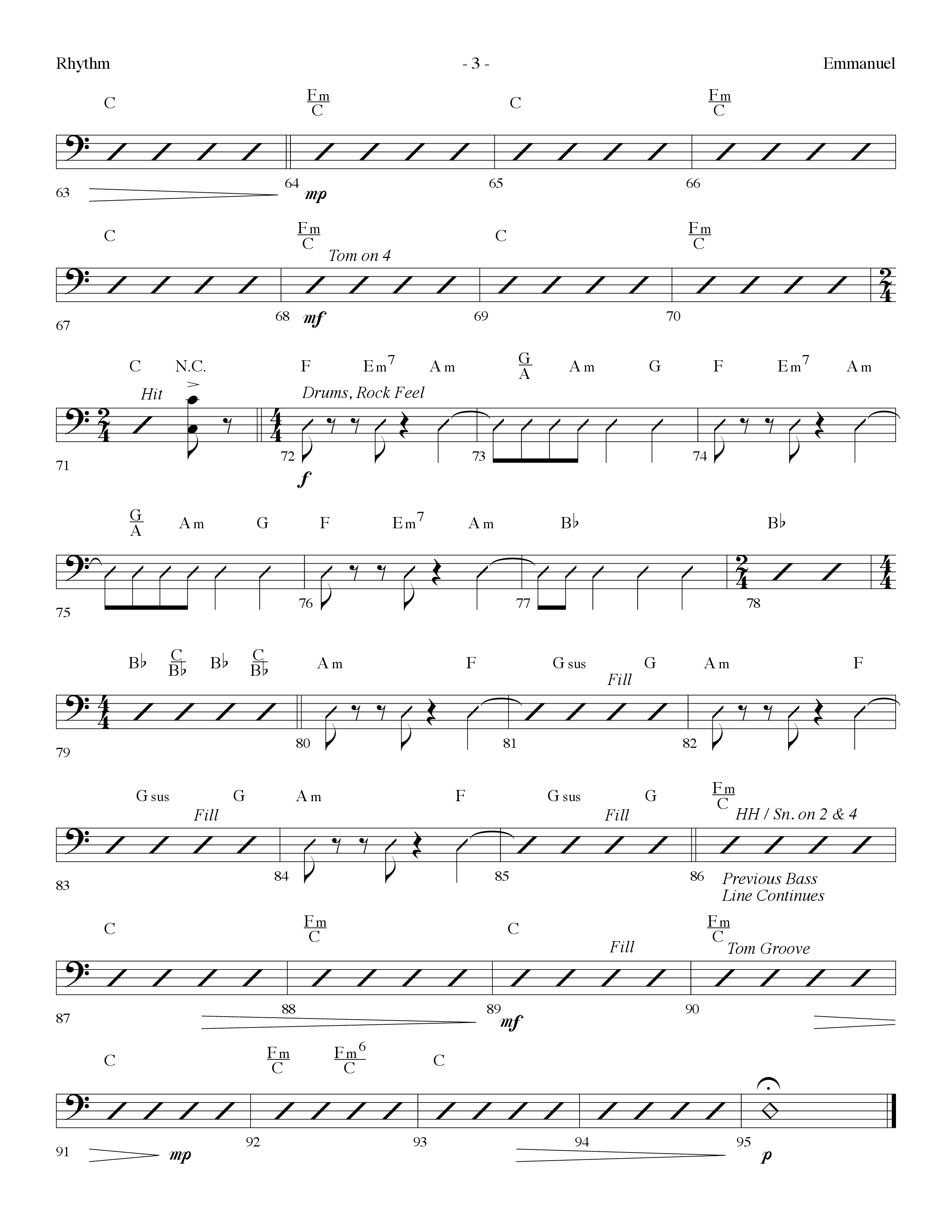 Emmanuel (Choral Anthem SATB) Rhythm Chart (Lifeway Choral / Arr. Dennis Allen)