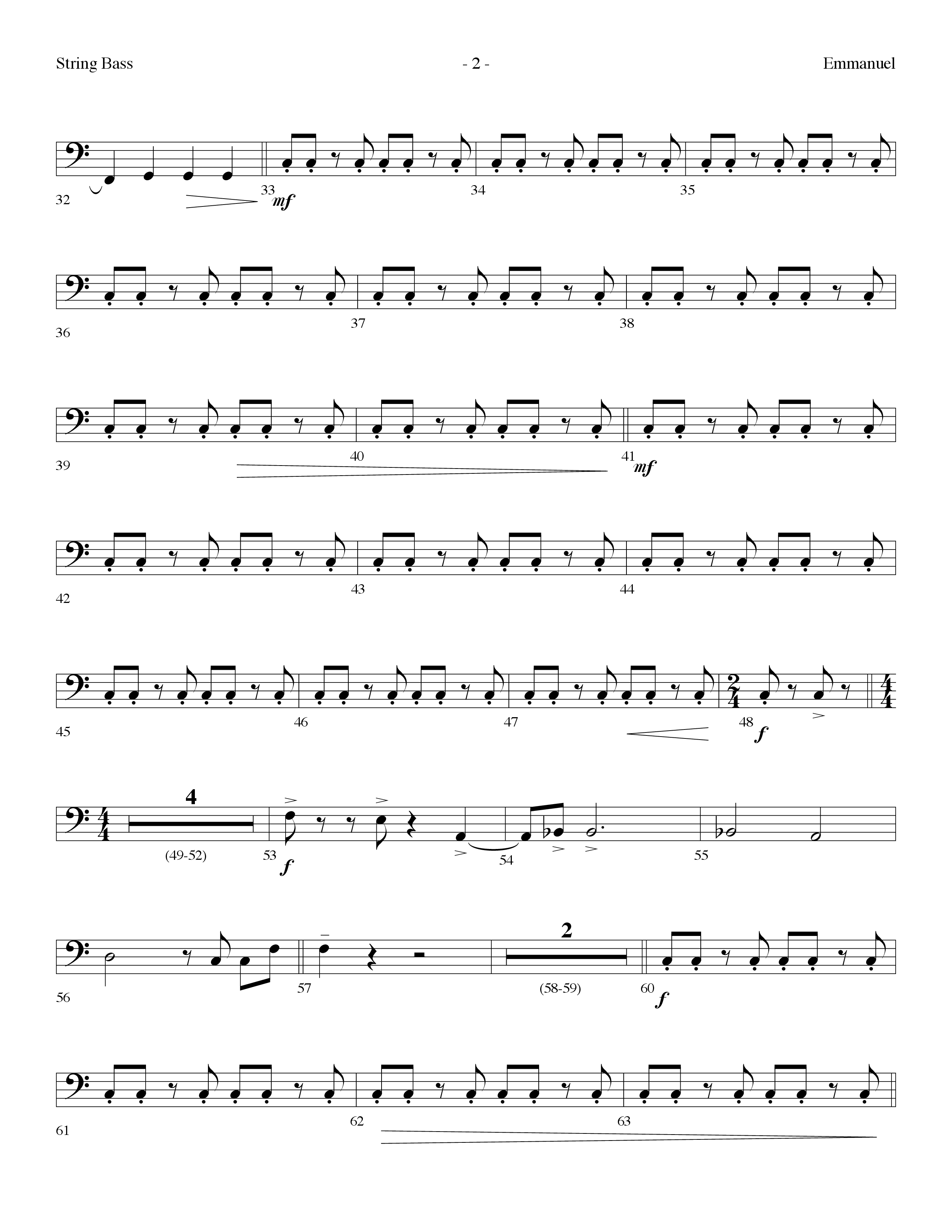 Emmanuel (Choral Anthem SATB) String Bass (Lifeway Choral / Arr. Dennis Allen)