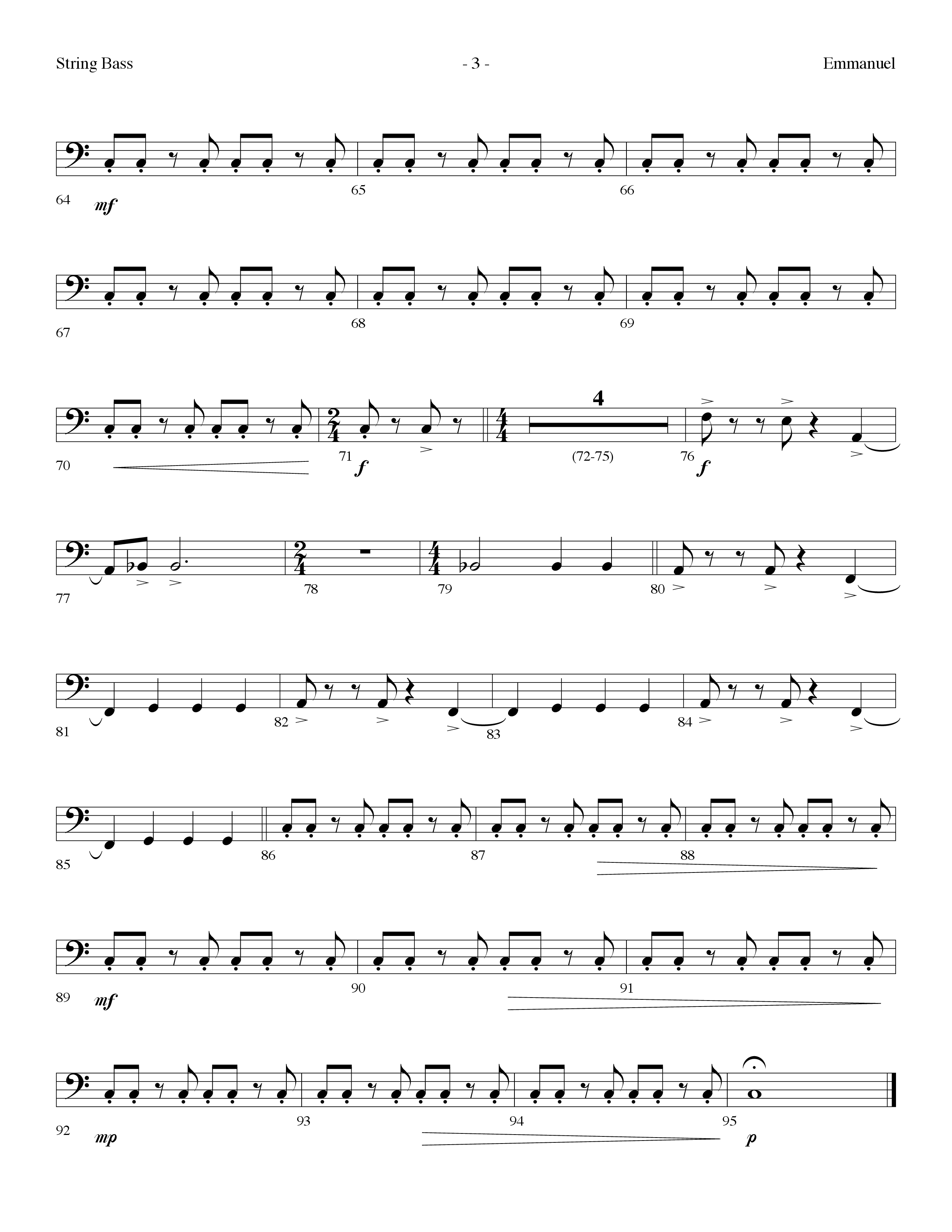 Emmanuel (Choral Anthem SATB) String Bass (Lifeway Choral / Arr. Dennis Allen)