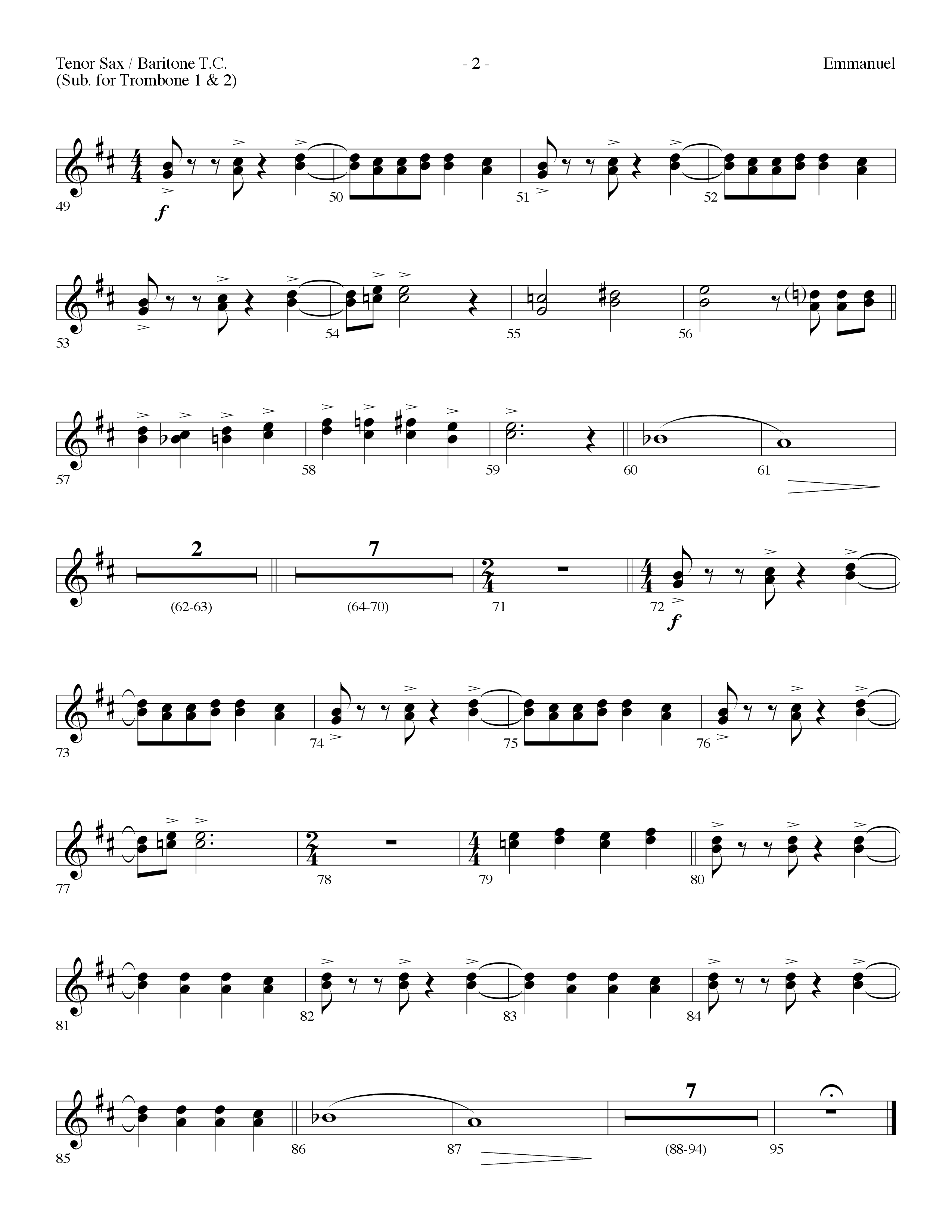 Emmanuel (Choral Anthem SATB) Tenor Sax/Baritone T.C. (Lifeway Choral / Arr. Dennis Allen)