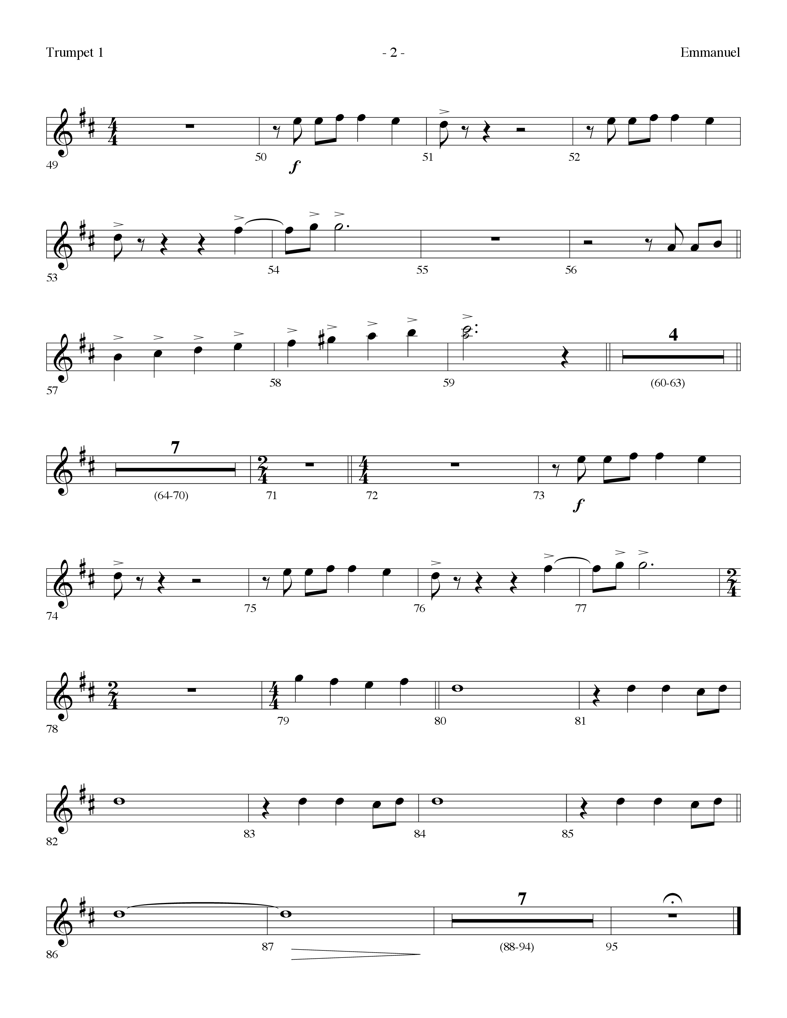 Emmanuel (Choral Anthem SATB) Trumpet 1 (Lifeway Choral / Arr. Dennis Allen)