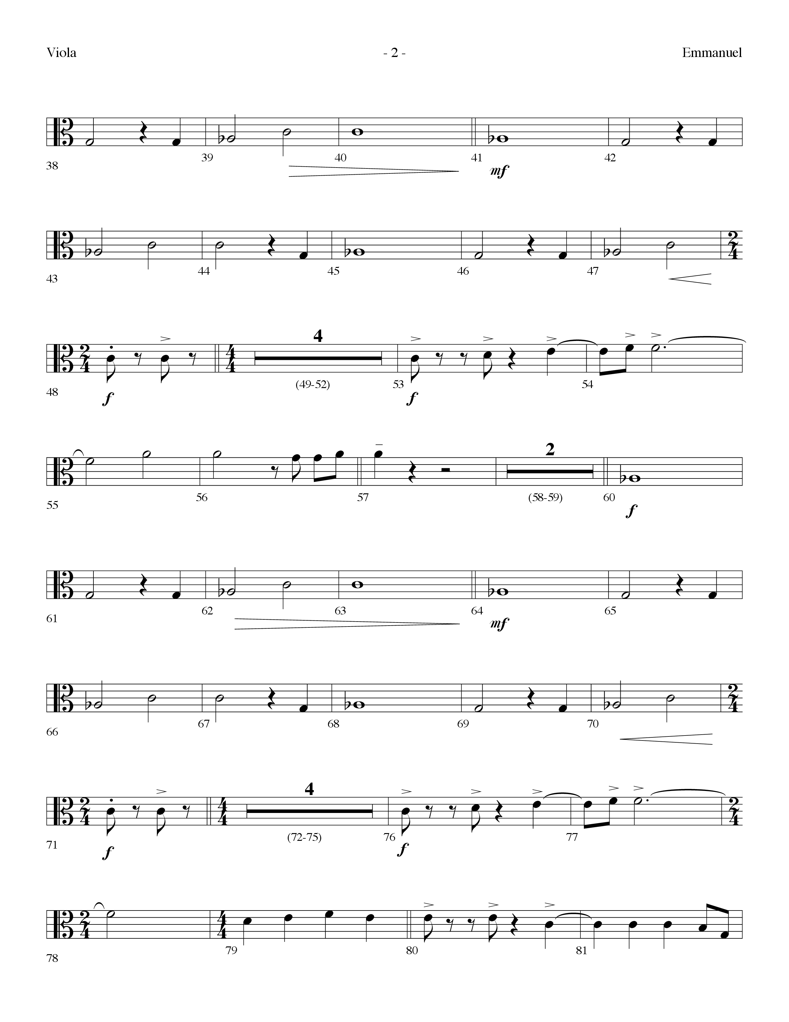 Emmanuel (Choral Anthem SATB) Viola (Lifeway Choral / Arr. Dennis Allen)