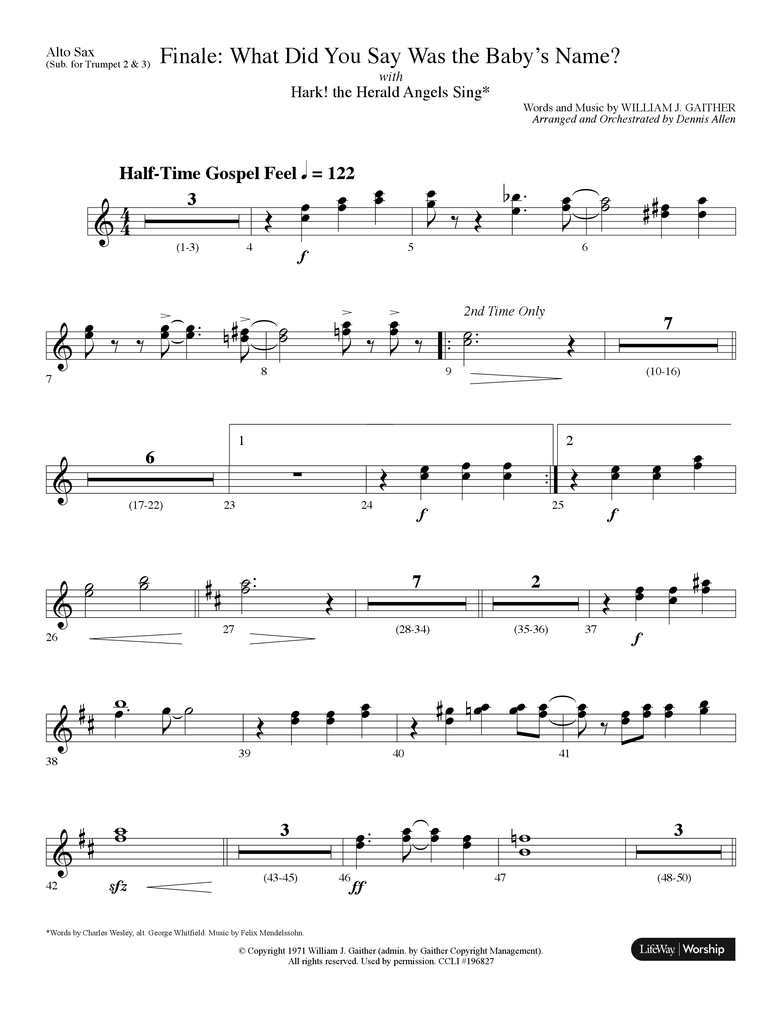 Finale: What Did You Say Was The Baby's Name (with Hark The Herald Angels Sing) (Choral Anthem SATB) Alto Sax (Lifeway Choral / Arr. Dennis Allen)