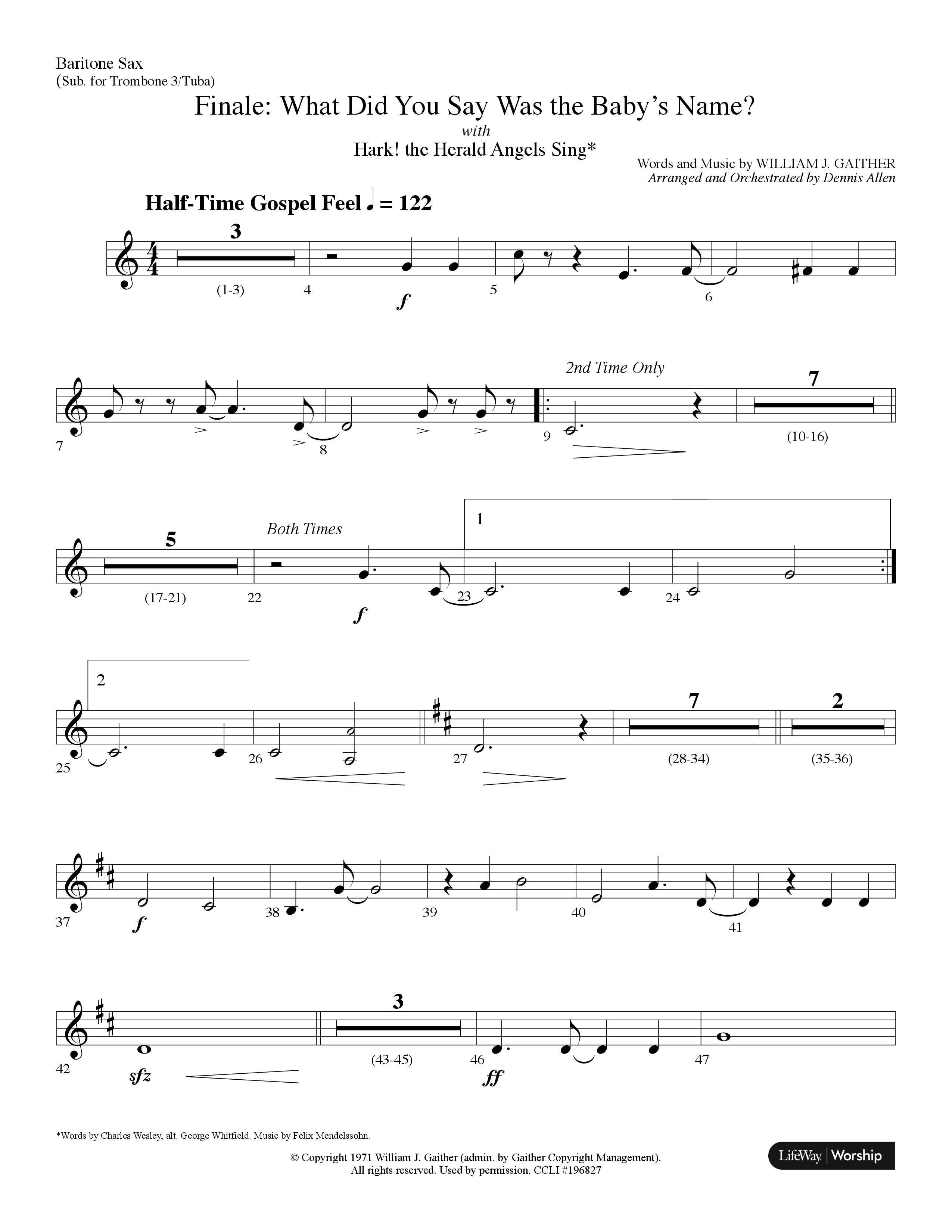 Finale: What Did You Say Was The Baby's Name (with Hark The Herald Angels Sing) (Choral Anthem SATB) Bari Sax (Lifeway Choral / Arr. Dennis Allen)