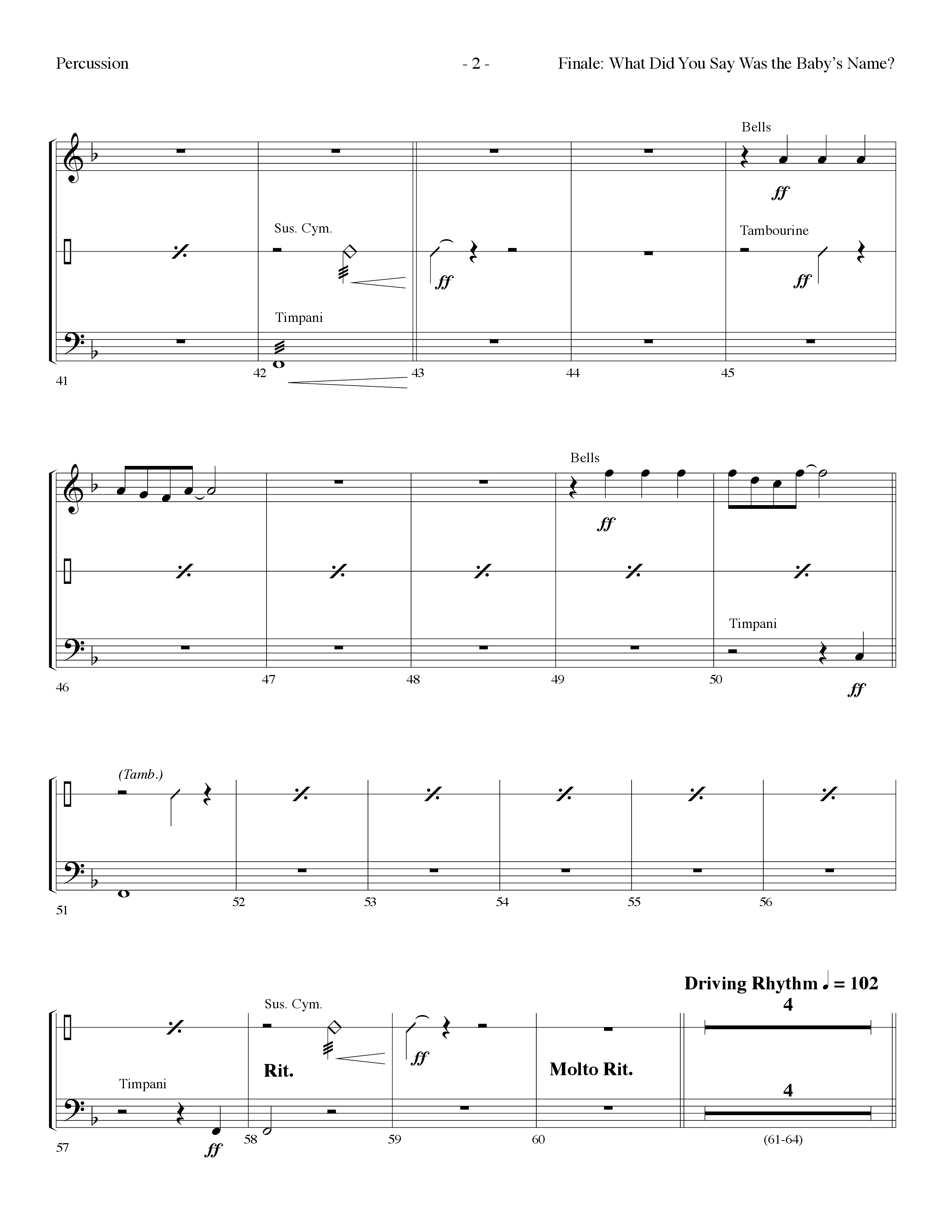 Finale: What Did You Say Was The Baby's Name (with Hark The Herald Angels Sing) (Choral Anthem SATB) Percussion (Lifeway Choral / Arr. Dennis Allen)