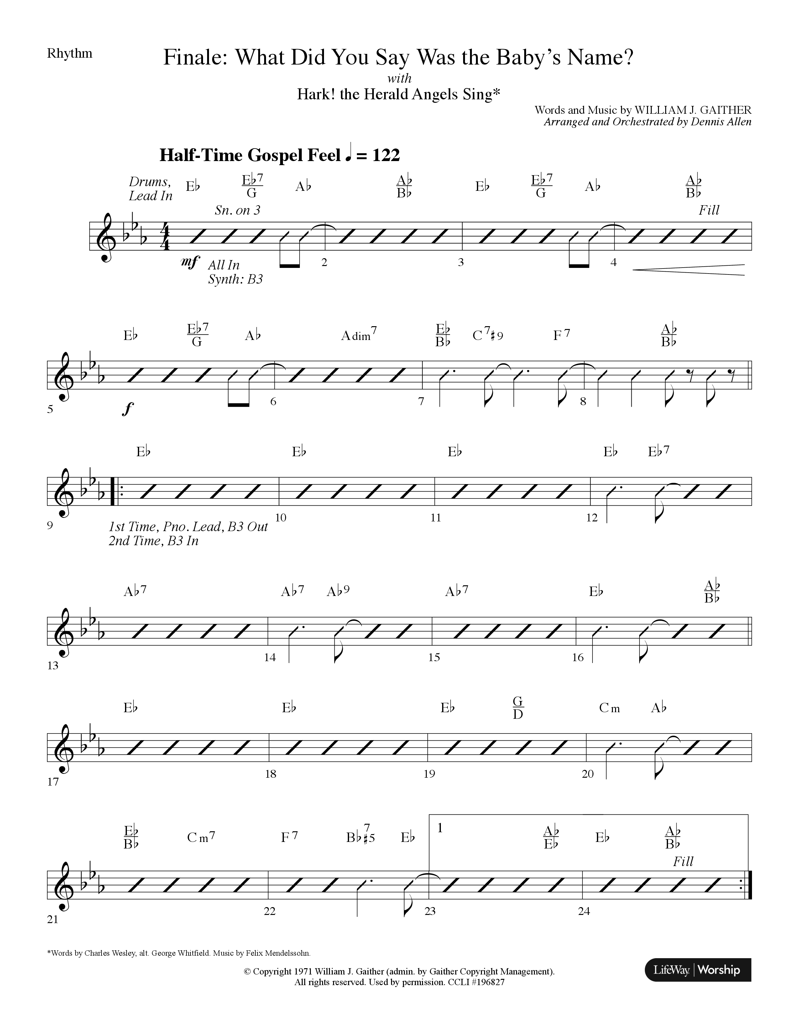 Finale: What Did You Say Was The Baby's Name (with Hark The Herald Angels Sing) (Choral Anthem SATB) Rhythm Chart (Lifeway Choral / Arr. Dennis Allen)