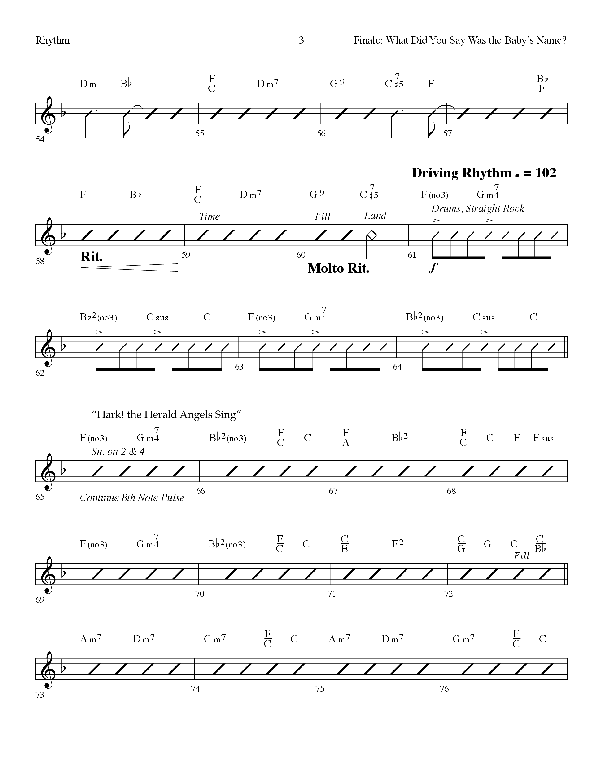 Finale: What Did You Say Was The Baby's Name (with Hark The Herald Angels Sing) (Choral Anthem SATB) Rhythm Chart (Lifeway Choral / Arr. Dennis Allen)