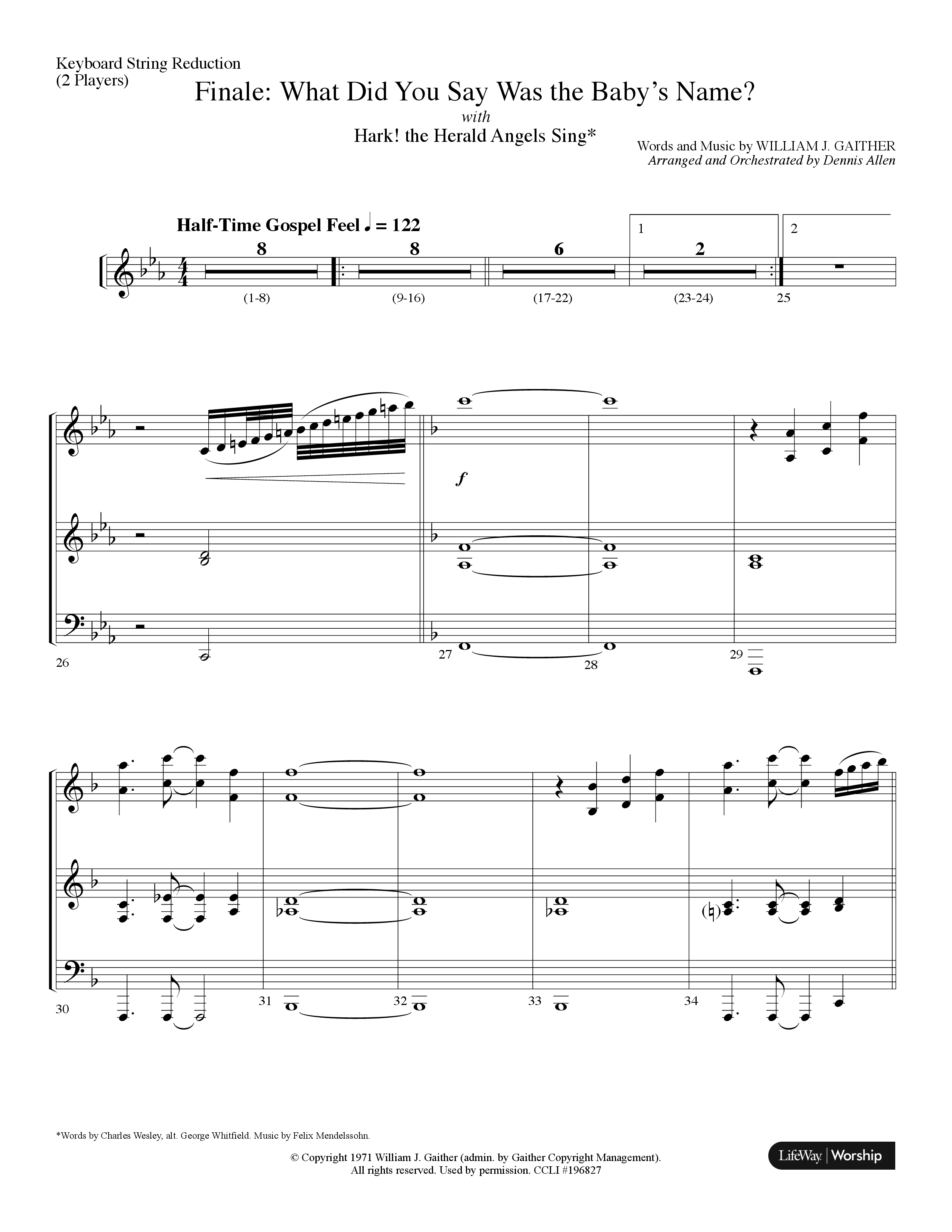 Finale: What Did You Say Was The Baby's Name (with Hark The Herald Angels Sing) (Choral Anthem SATB) String Reduction (Lifeway Choral / Arr. Dennis Allen)