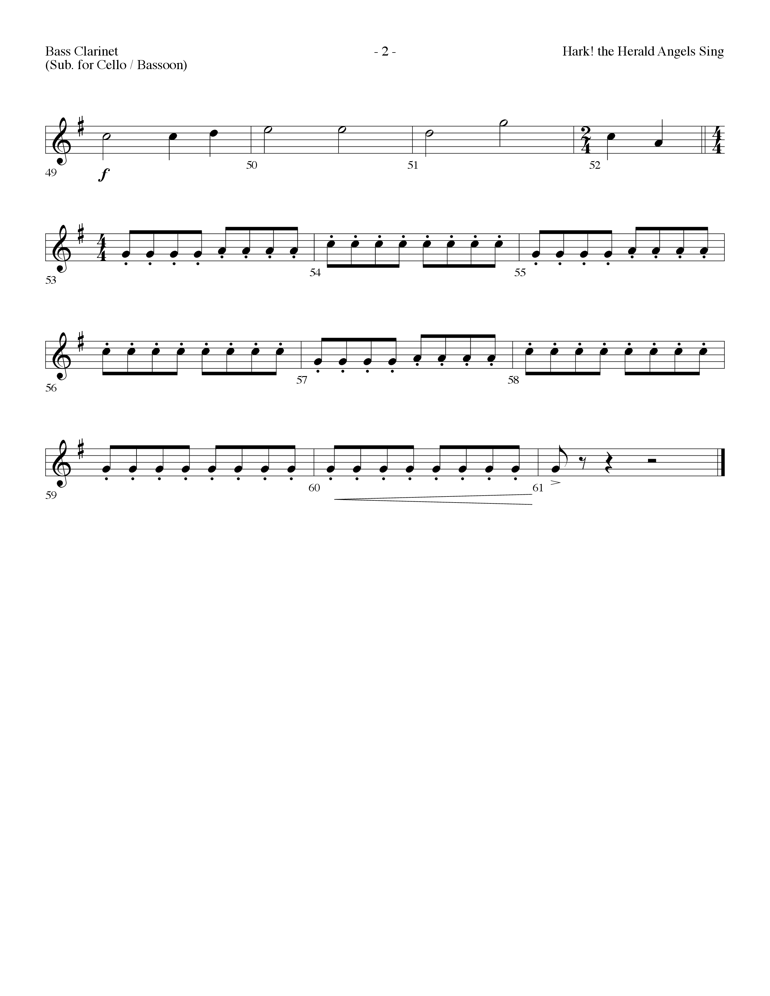 Hark The Herald Angels Sing (Choral Anthem SATB) Bass Clarinet (Lifeway Choral / Arr. Dennis Allen)