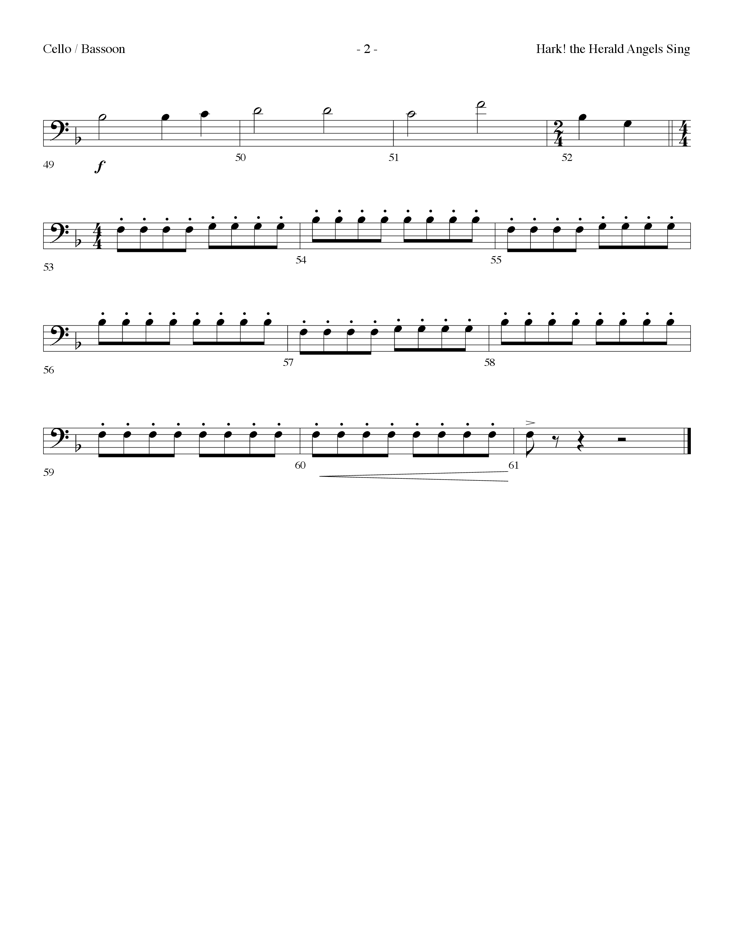 Hark The Herald Angels Sing (Choral Anthem SATB) Cello (Lifeway Choral / Arr. Dennis Allen)