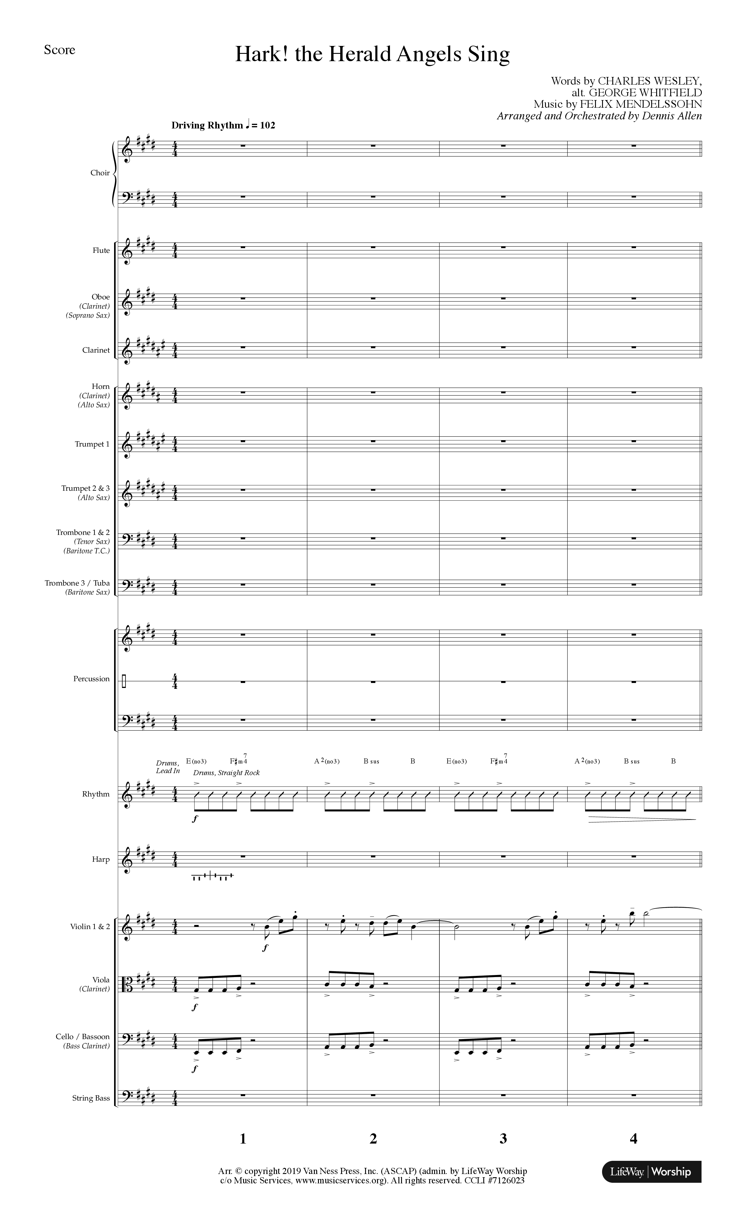 Hark The Herald Angels Sing (Choral Anthem SATB) Orchestration (Lifeway Choral / Arr. Dennis Allen)