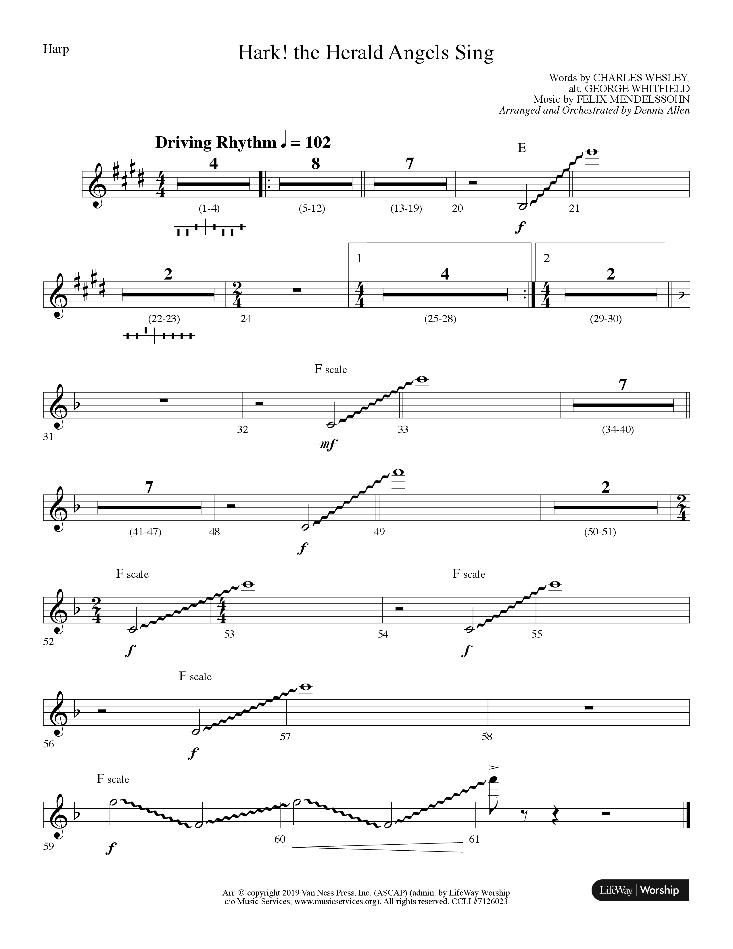 Hark The Herald Angels Sing (Choral Anthem SATB) Harp (Lifeway Choral / Arr. Dennis Allen)