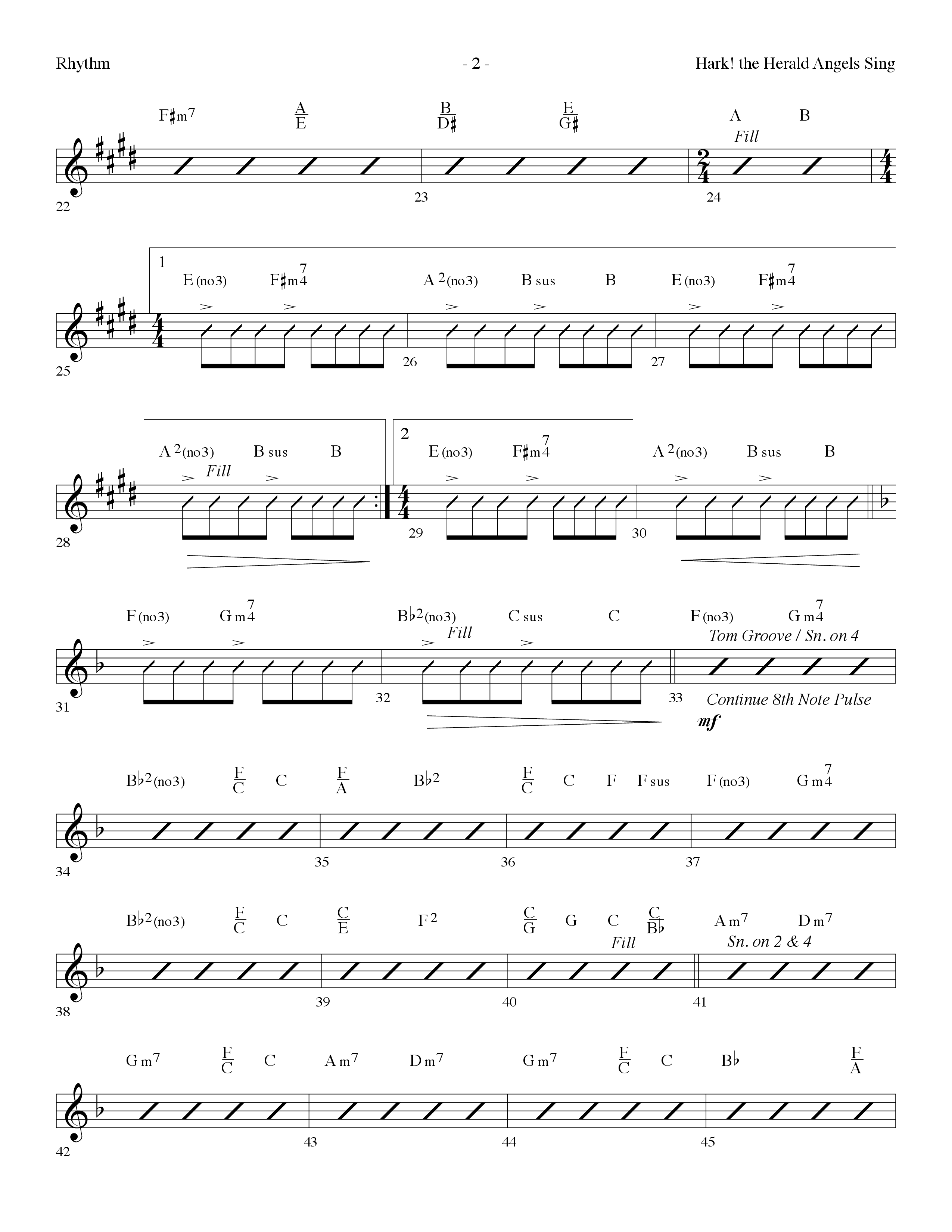 Hark The Herald Angels Sing (Choral Anthem SATB) Rhythm Chart (Lifeway Choral / Arr. Dennis Allen)