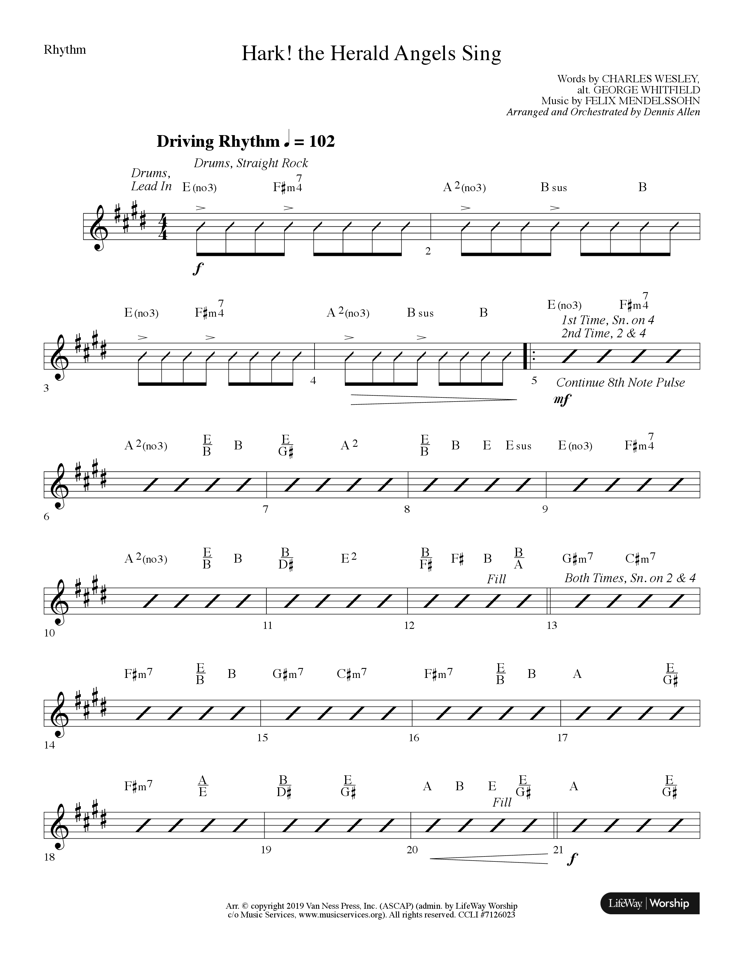 Hark The Herald Angels Sing (Choral Anthem SATB) Lead Melody & Rhythm (Lifeway Choral / Arr. Dennis Allen)