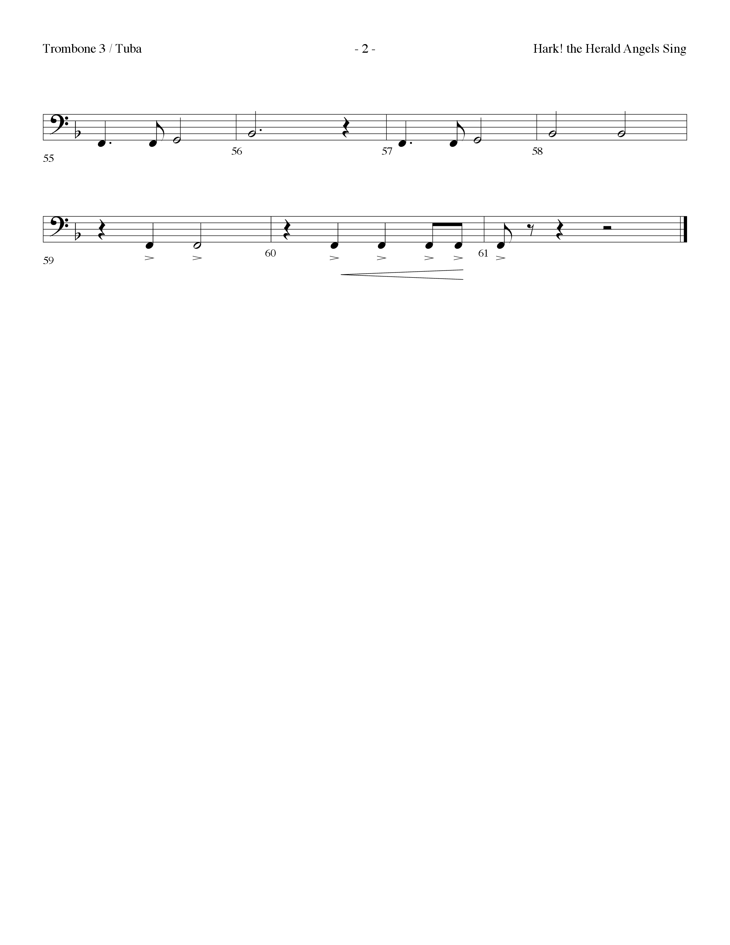 Hark The Herald Angels Sing (Choral Anthem SATB) Trombone 3/Tuba (Lifeway Choral / Arr. Dennis Allen)