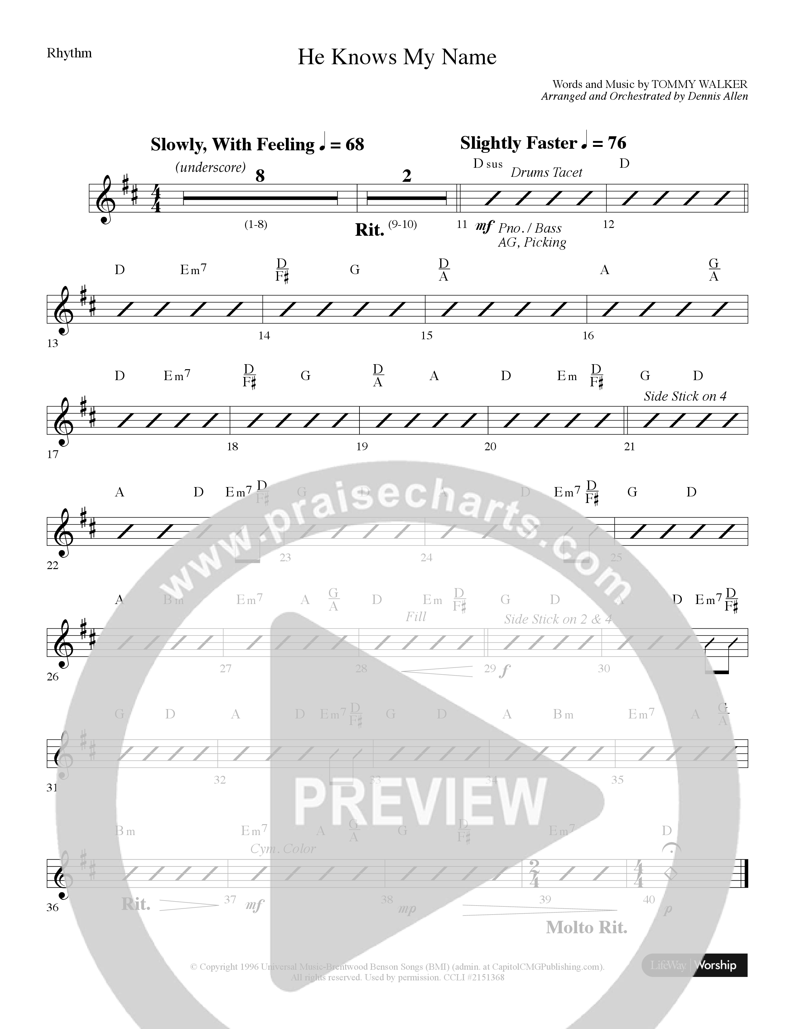 He Knows My Name (Choral Anthem SATB) Lead Melody & Rhythm (Lifeway Choral / Arr. Dennis Allen)