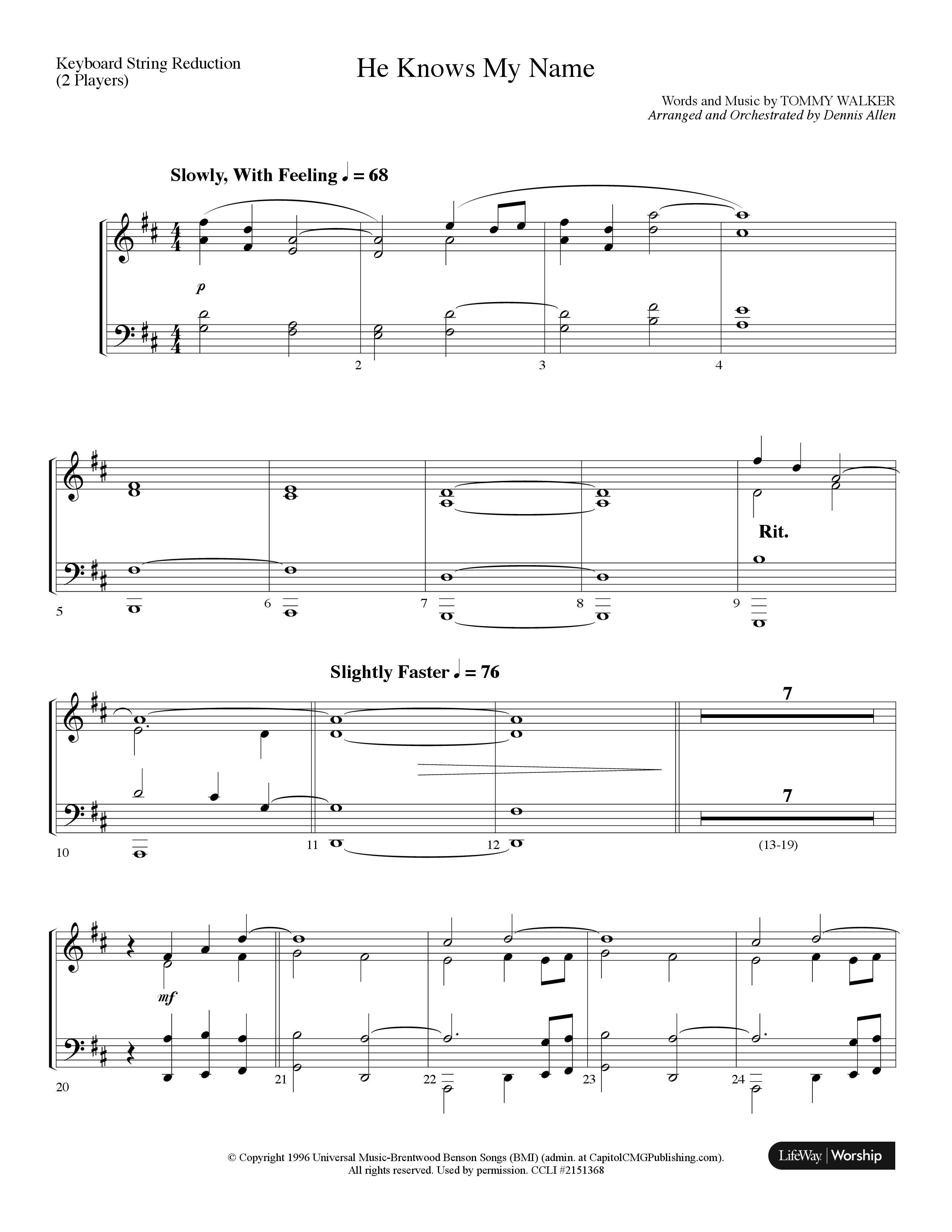 He Knows My Name (Choral Anthem SATB) String Reduction (Lifeway Choral / Arr. Dennis Allen)