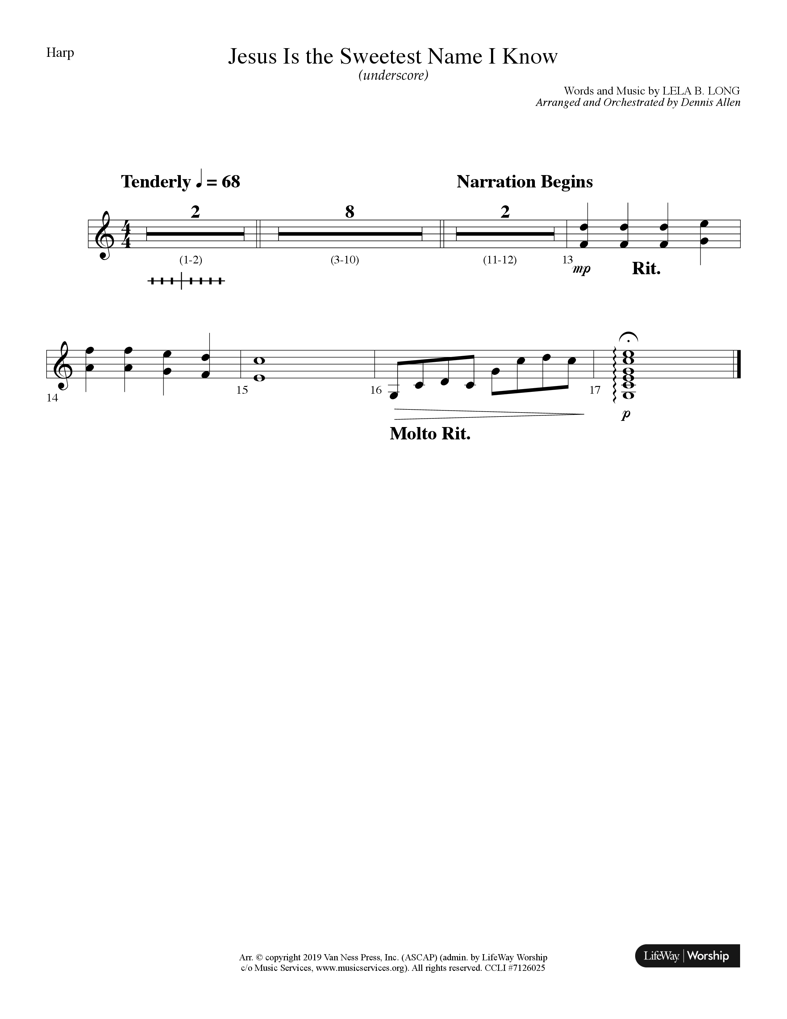 Jesus Is The Sweetest Name I Know (Choral Anthem SATB) Harp (Lifeway Choral / Arr. Dennis Allen)