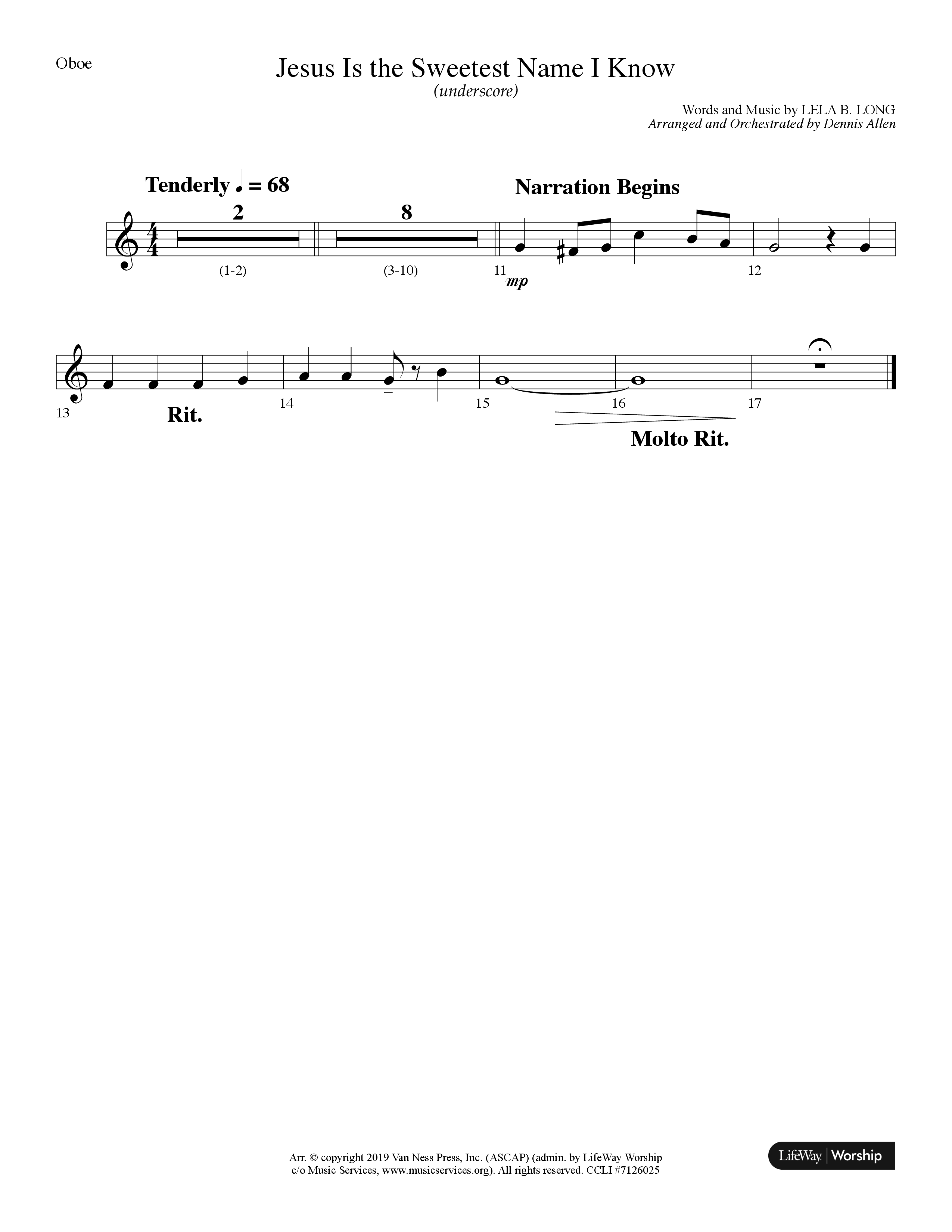 Jesus Is The Sweetest Name I Know (Choral Anthem SATB) Oboe (Lifeway Choral / Arr. Dennis Allen)