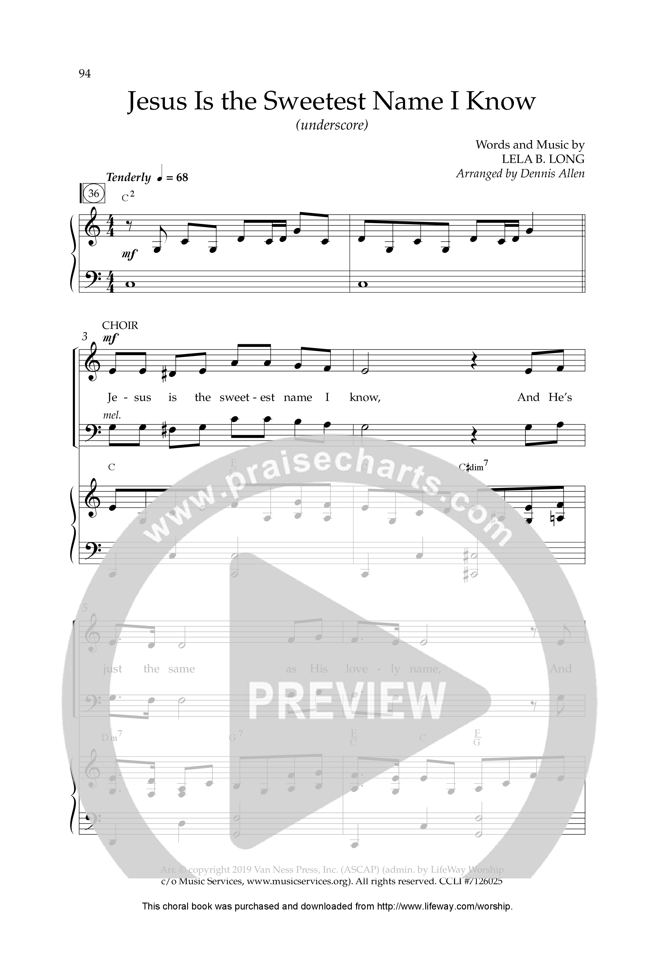 Jesus Is The Sweetest Name I Know (Choral Anthem SATB) Anthem (SATB/Piano) (Lifeway Choral / Arr. Dennis Allen)