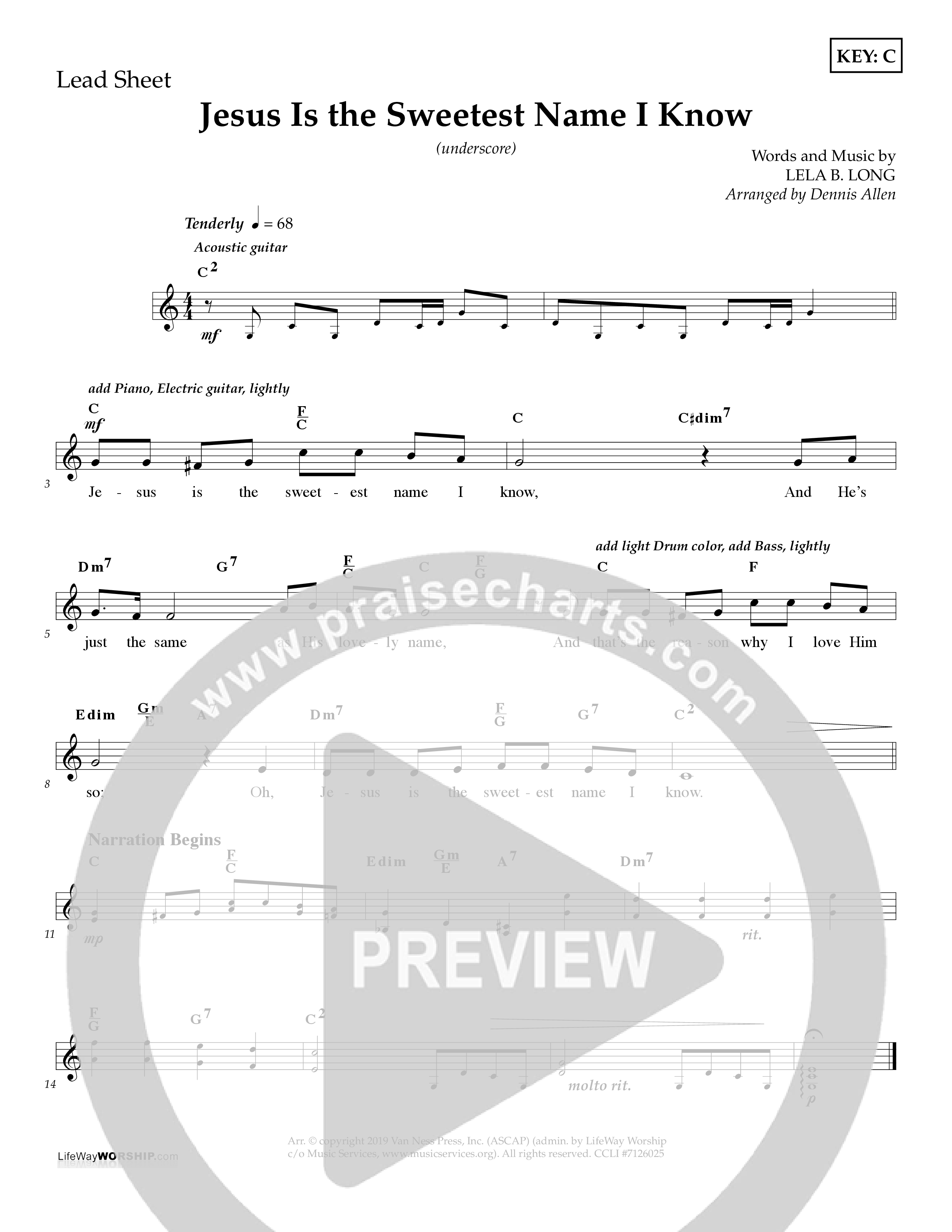 Jesus Is The Sweetest Name I Know (Choral Anthem SATB) Lead Melody & Rhythm (Lifeway Choral / Arr. Dennis Allen)