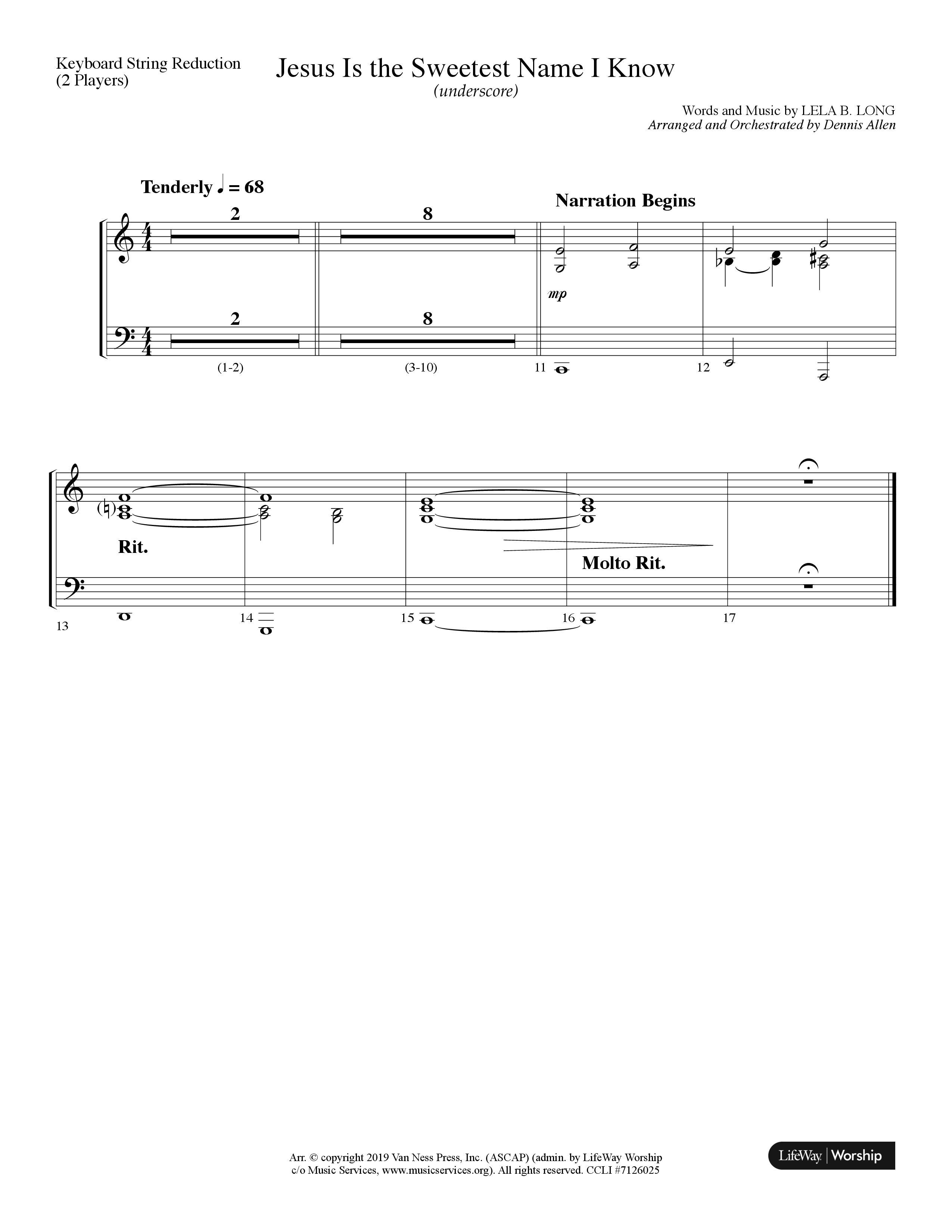 Jesus Is The Sweetest Name I Know (Choral Anthem SATB) String Reduction (Lifeway Choral / Arr. Dennis Allen)