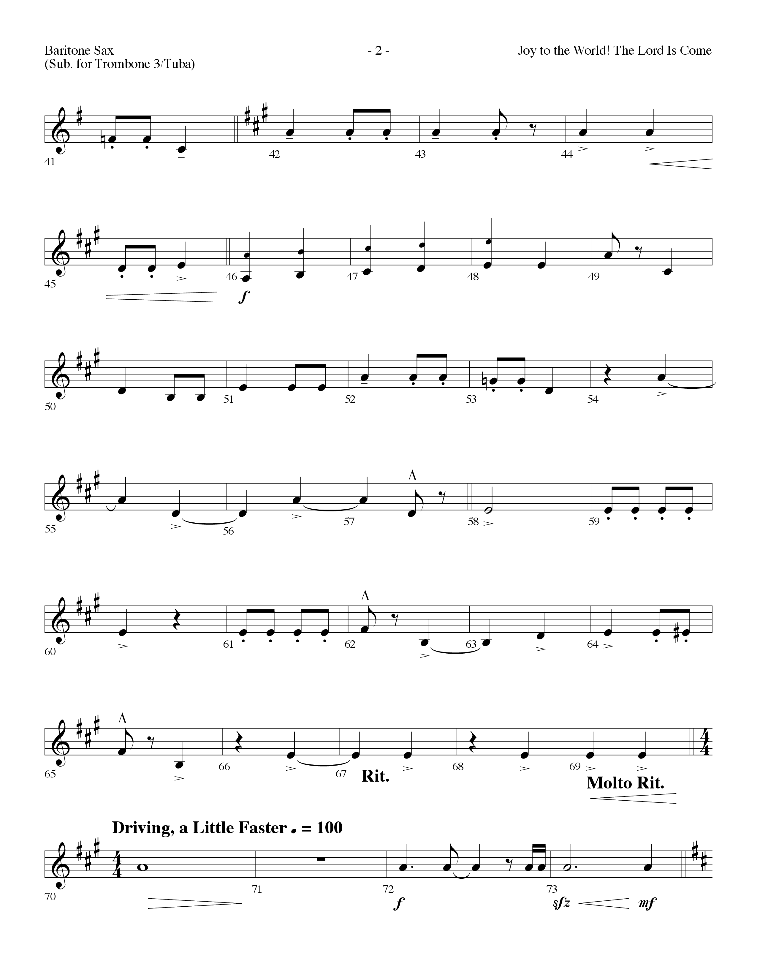Joy To The World The Lord Is Come (with O Come All Ye Faithful) (Choral Anthem SATB) Bari Sax (Lifeway Choral / Arr. Dennis Allen)
