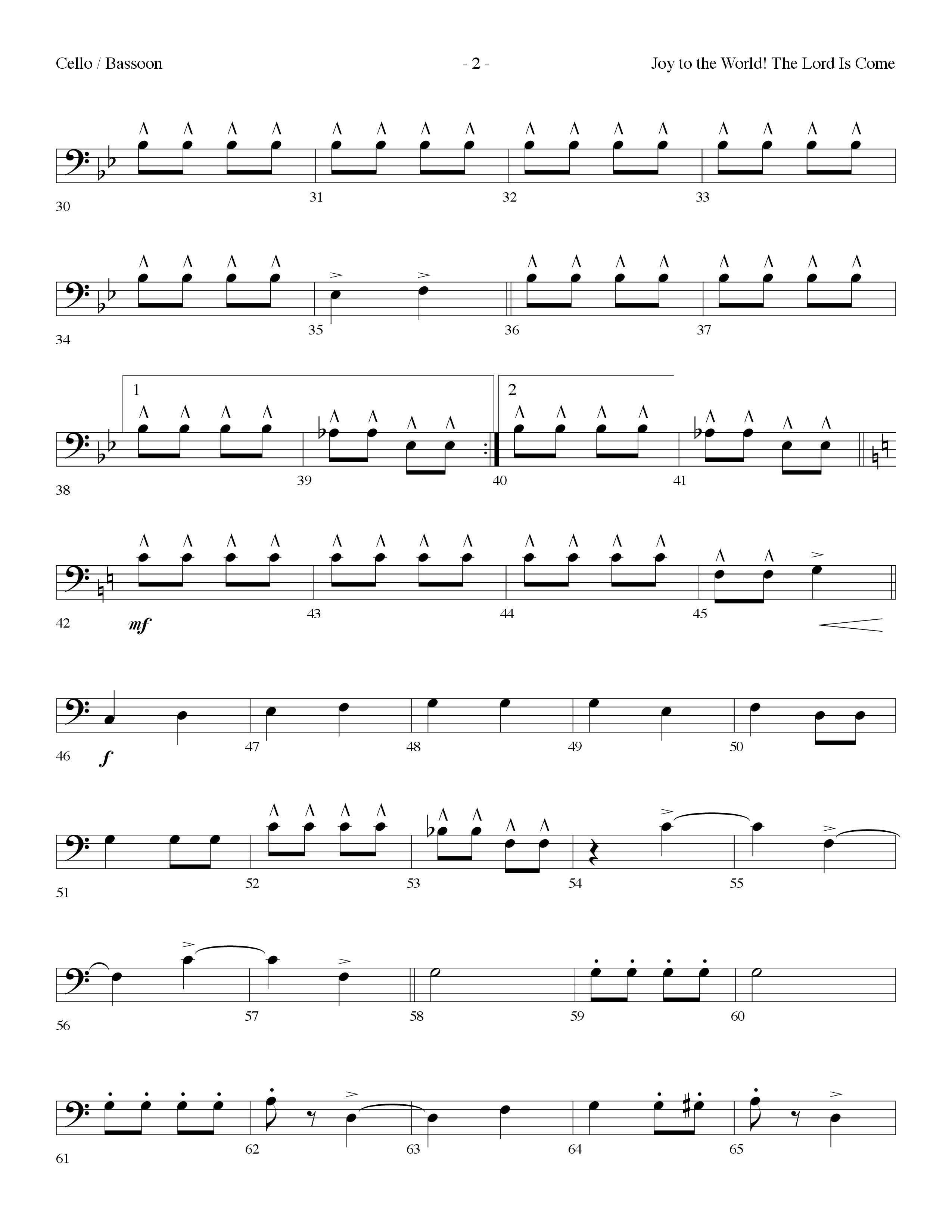 Joy To The World The Lord Is Come (with O Come All Ye Faithful) (Choral Anthem SATB) Cello (Lifeway Choral / Arr. Dennis Allen)