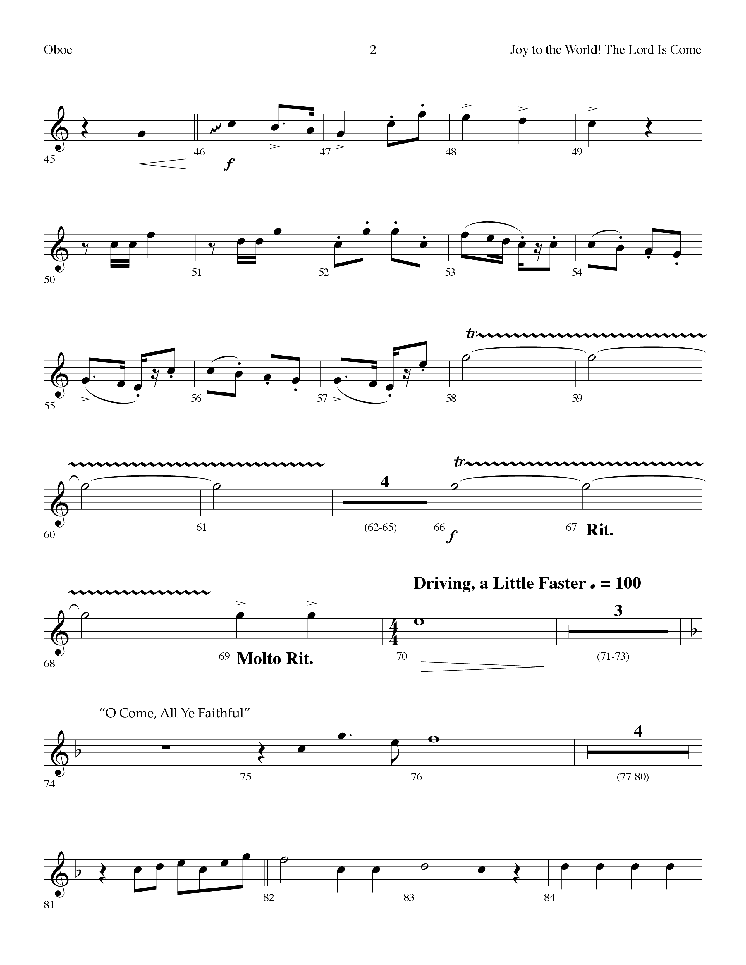 Joy To The World The Lord Is Come (with O Come All Ye Faithful) (Choral Anthem SATB) Oboe (Lifeway Choral / Arr. Dennis Allen)