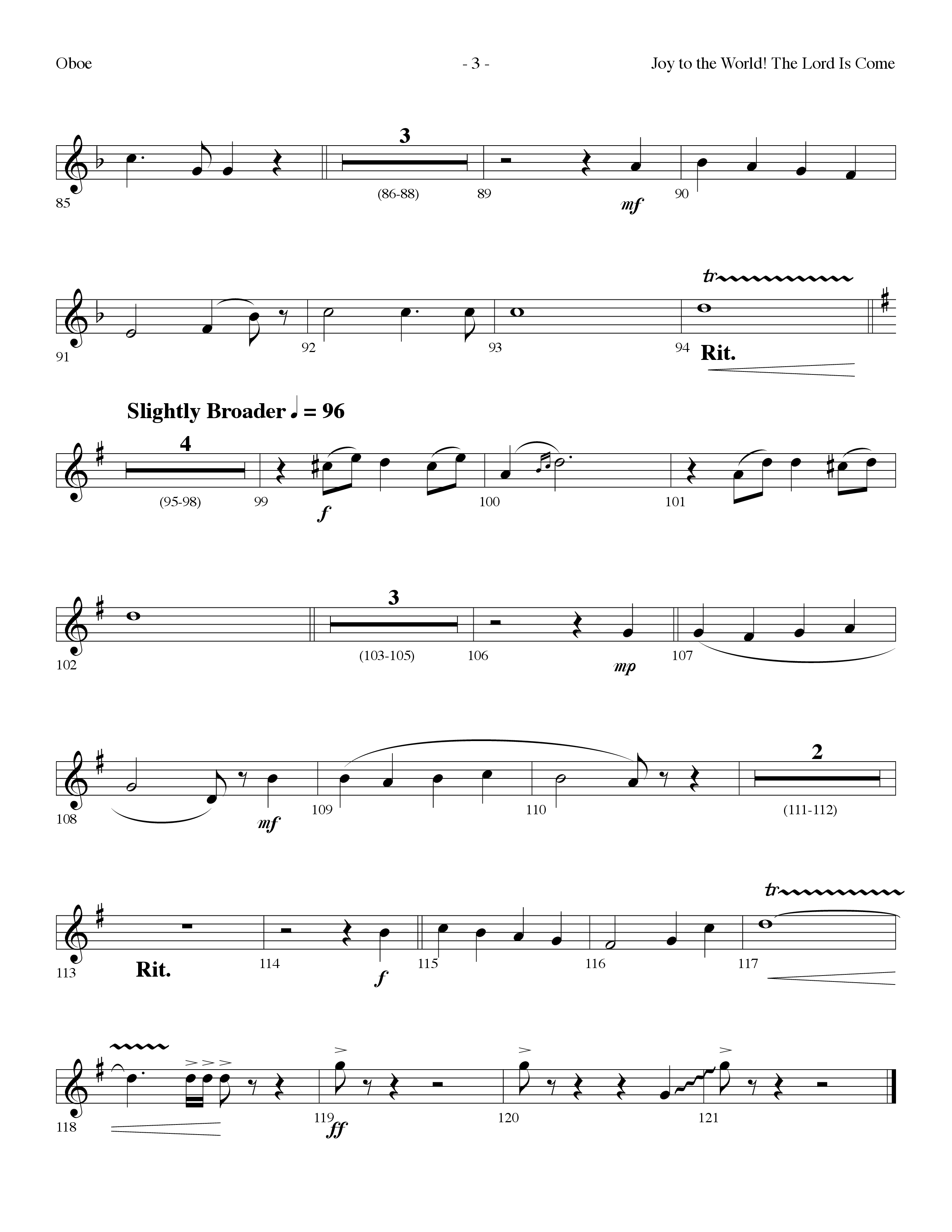 Joy To The World The Lord Is Come (with O Come All Ye Faithful) (Choral Anthem SATB) Oboe (Lifeway Choral / Arr. Dennis Allen)