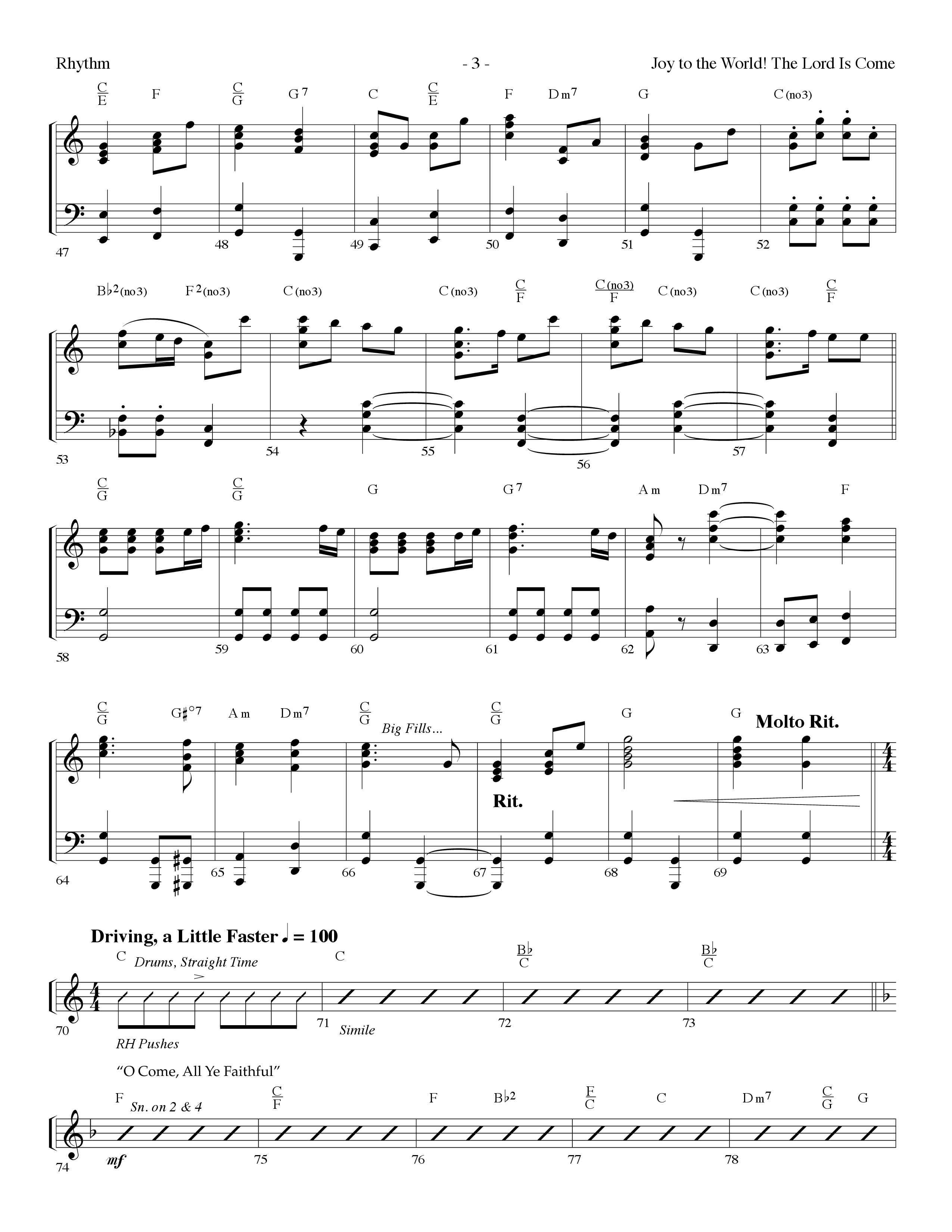 Joy To The World The Lord Is Come (with O Come All Ye Faithful) (Choral Anthem SATB) Rhythm Chart (Lifeway Choral / Arr. Dennis Allen)