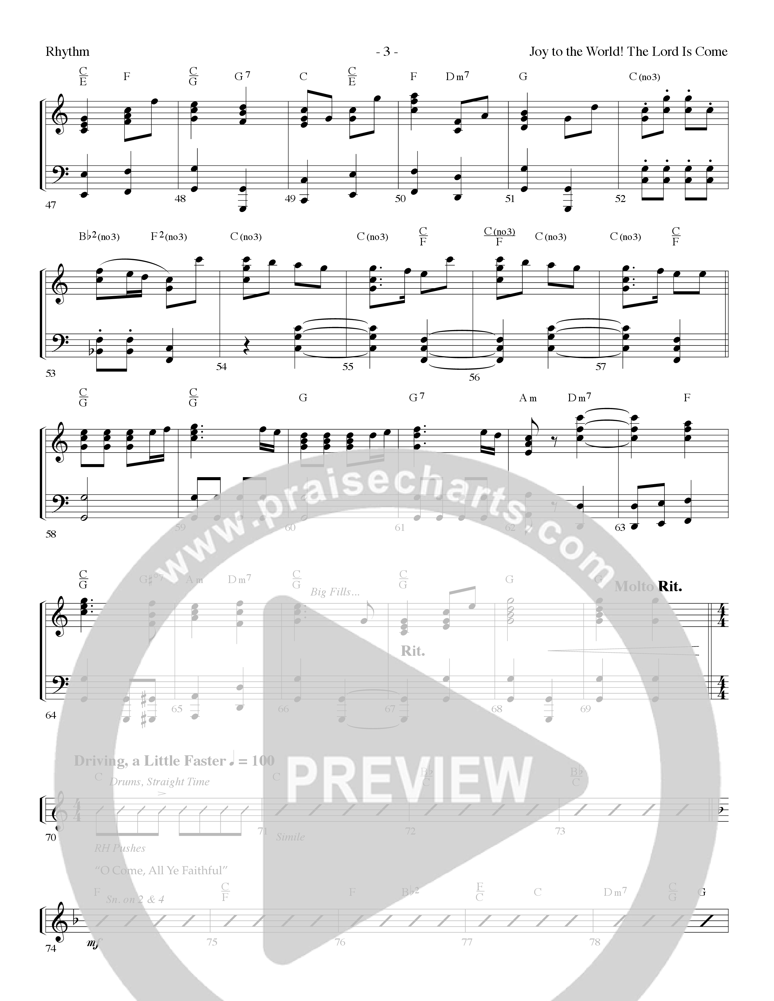 Joy To The World The Lord Is Come (with O Come All Ye Faithful) (Choral Anthem SATB) Lead Melody & Rhythm (Lifeway Choral / Arr. Dennis Allen)