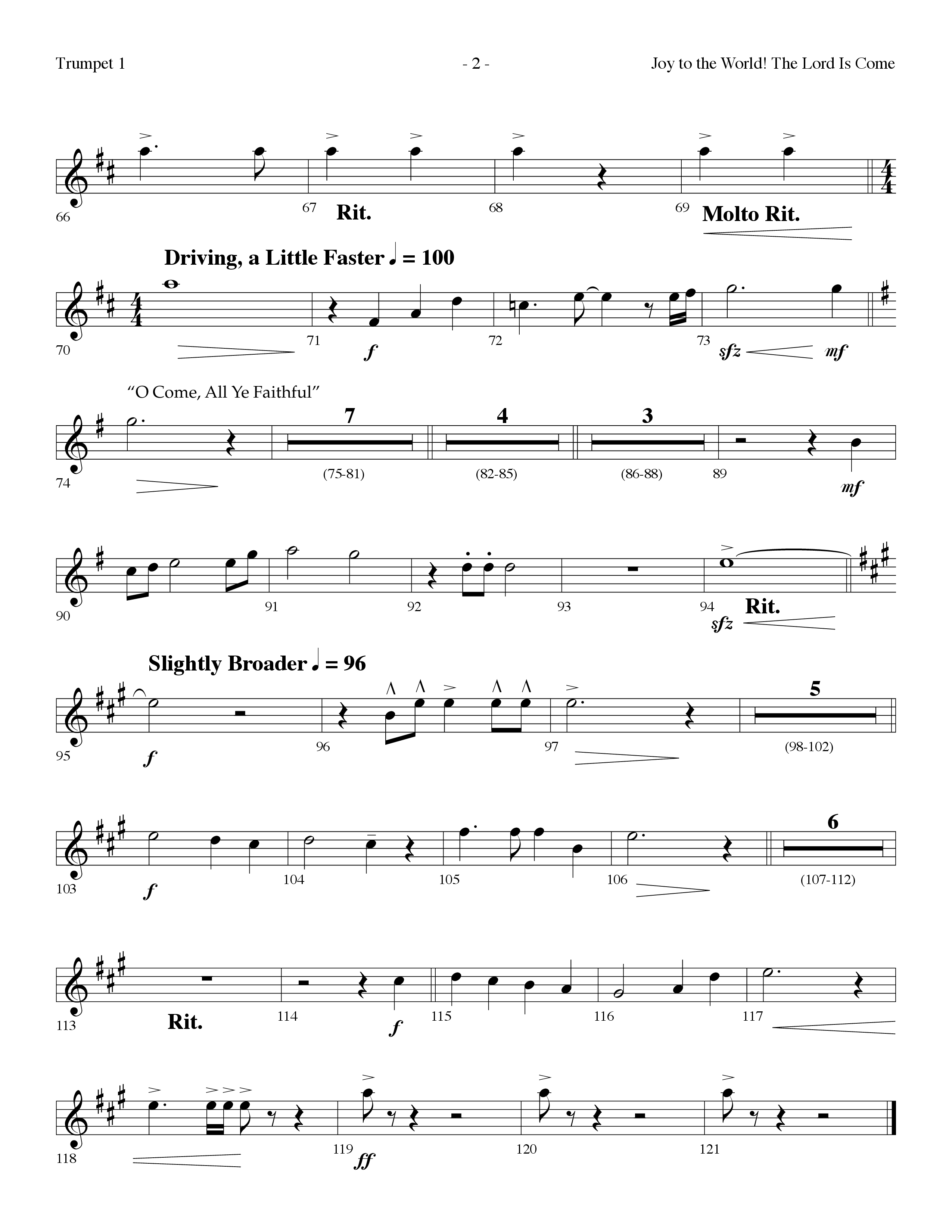 Joy To The World The Lord Is Come (with O Come All Ye Faithful) (Choral Anthem SATB) Trumpet 1 (Lifeway Choral / Arr. Dennis Allen)
