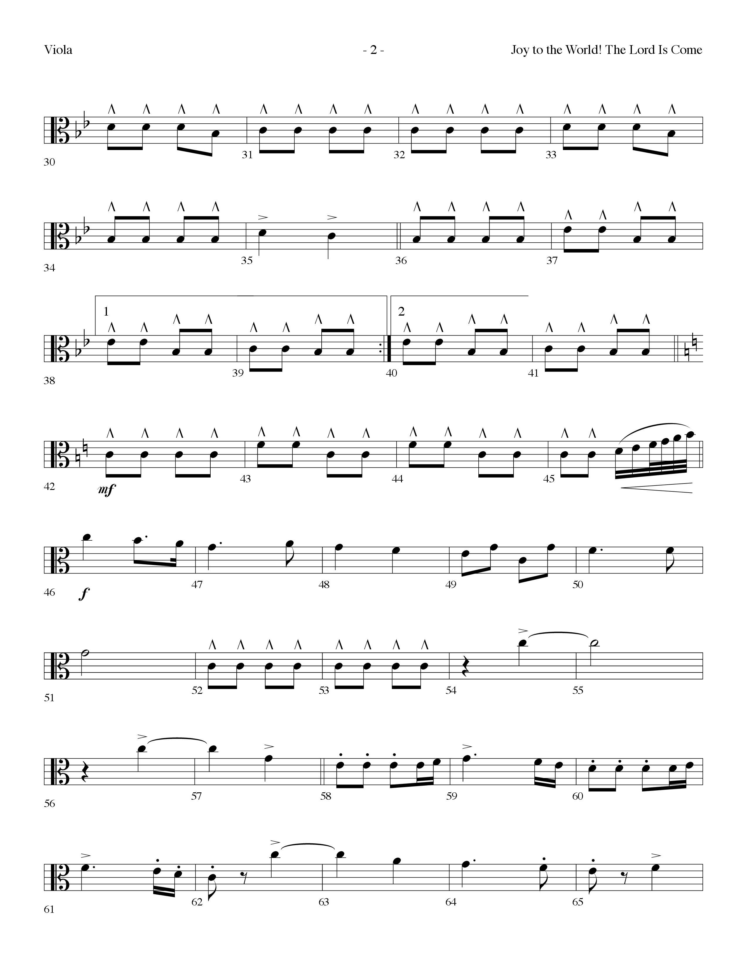 Joy To The World The Lord Is Come (with O Come All Ye Faithful) (Choral Anthem SATB) Viola (Lifeway Choral / Arr. Dennis Allen)