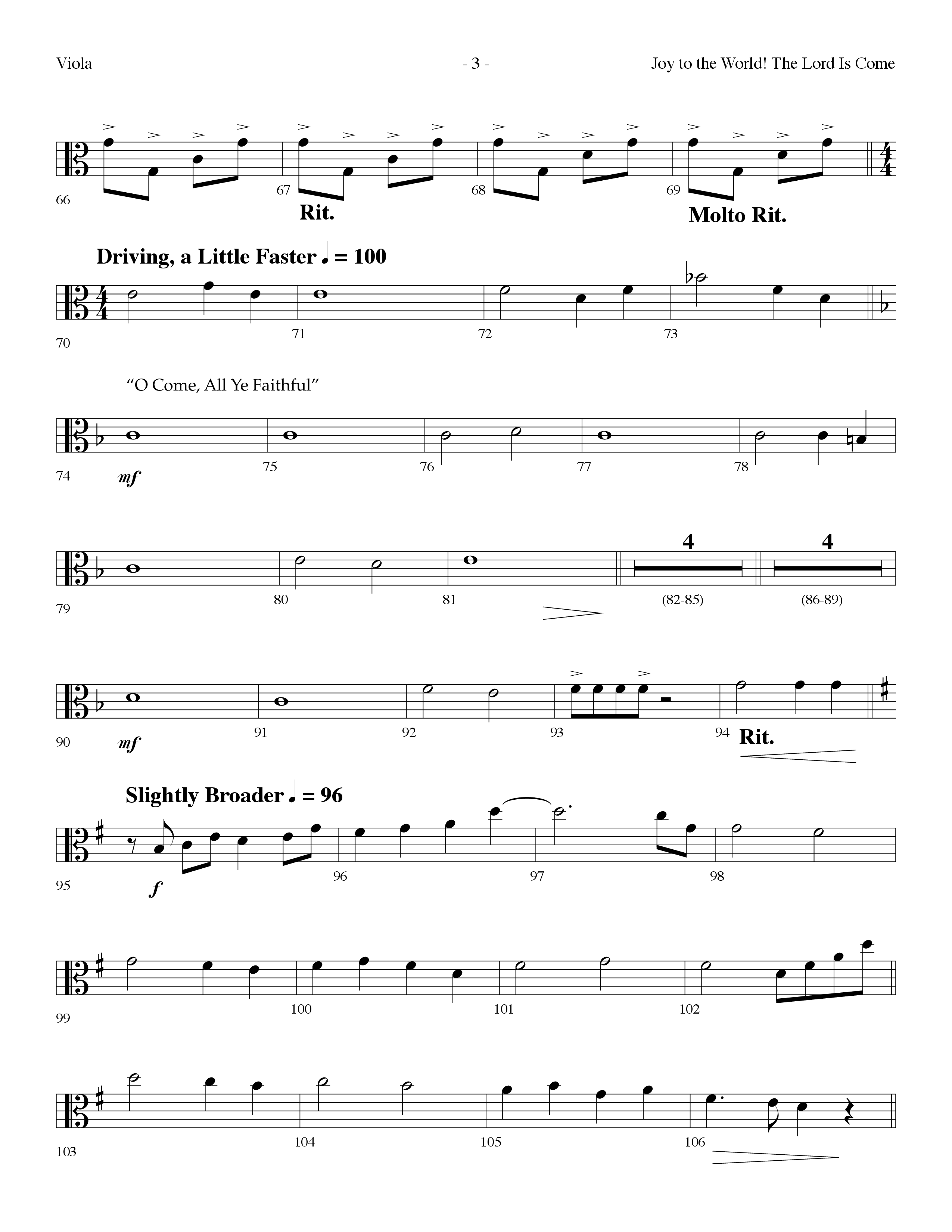 Joy To The World The Lord Is Come (with O Come All Ye Faithful) (Choral Anthem SATB) Viola (Lifeway Choral / Arr. Dennis Allen)