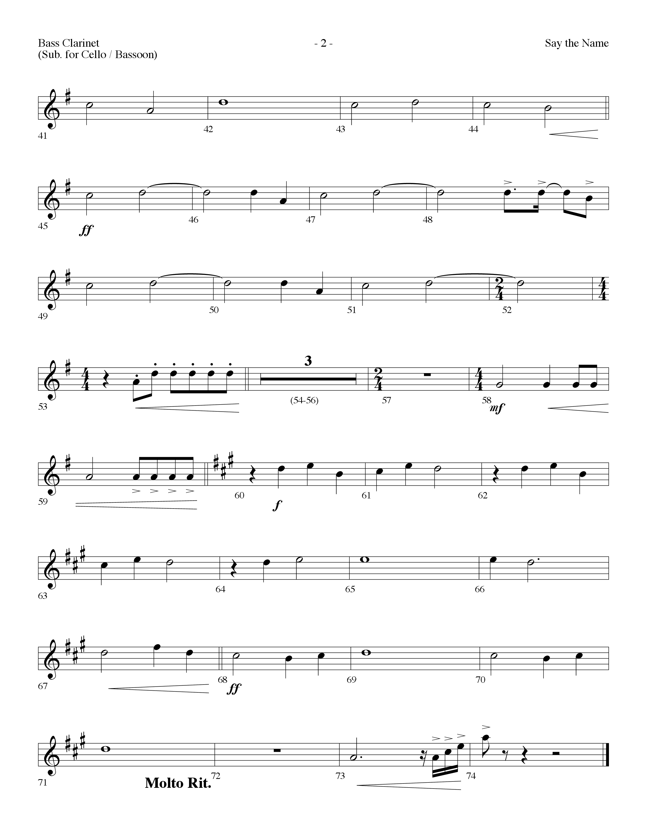 Say The Name (Choral Anthem SATB) Bass Clarinet (Lifeway Choral / Arr. Dennis Allen)