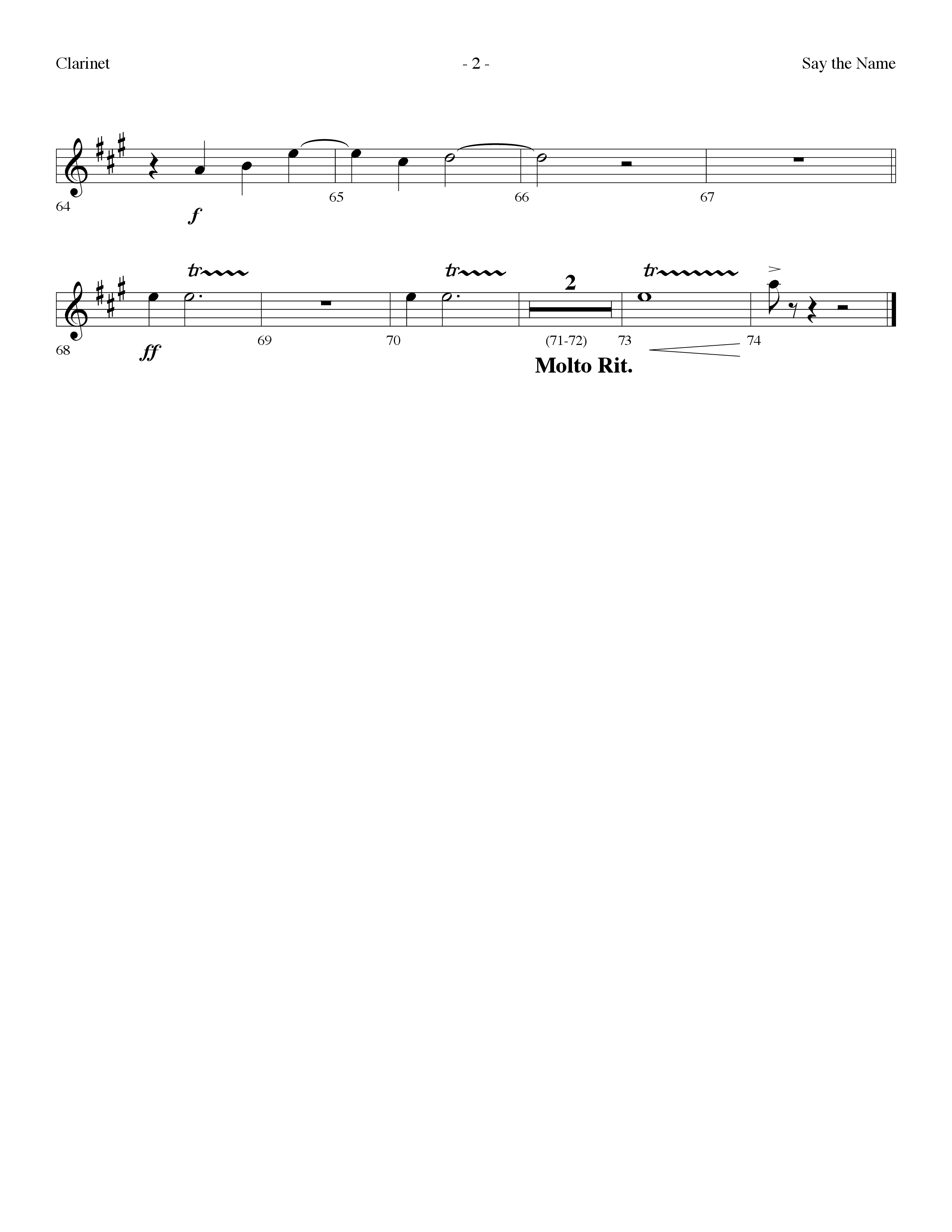 Say The Name (Choral Anthem SATB) Clarinet (Lifeway Choral / Arr. Dennis Allen)