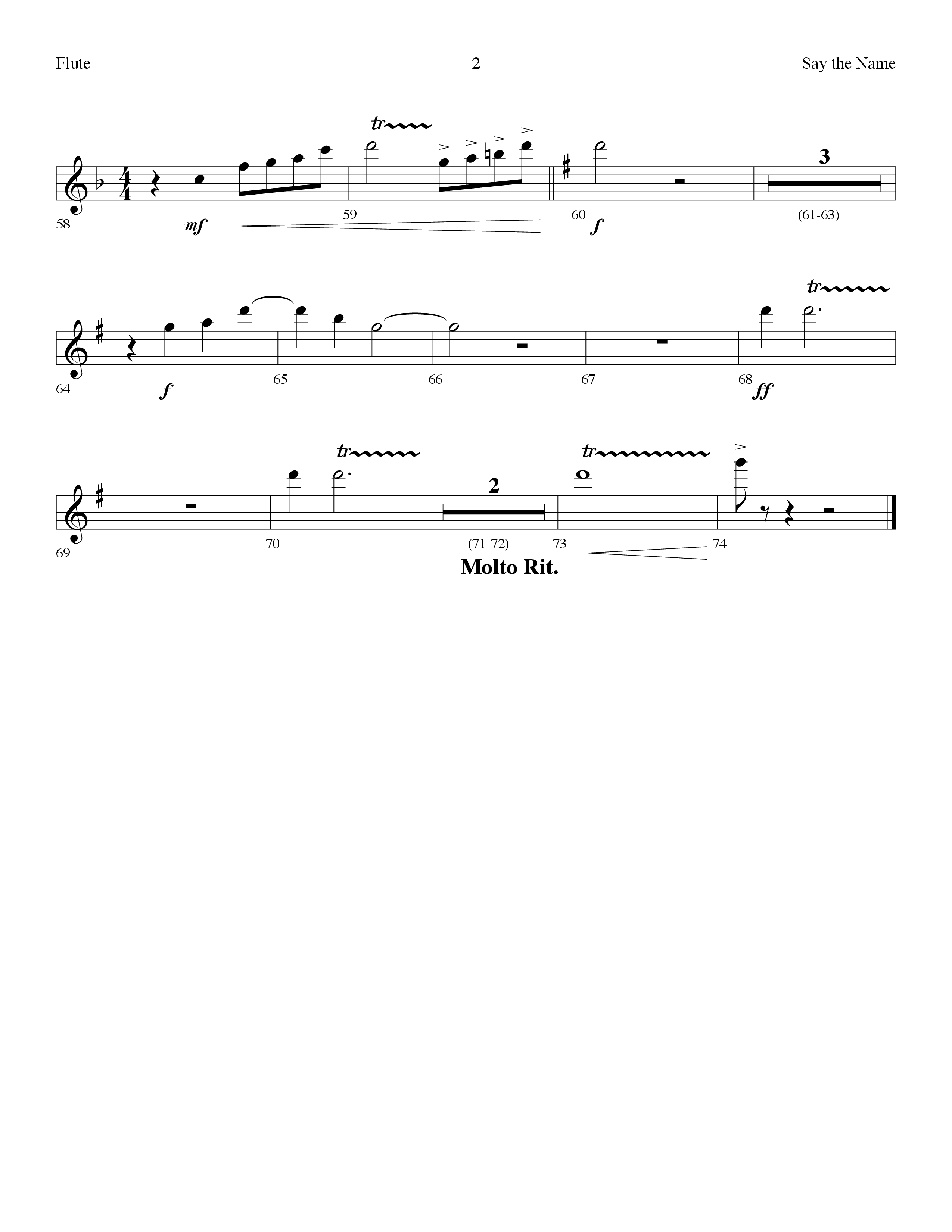 Say The Name (Choral Anthem SATB) Flute (Lifeway Choral / Arr. Dennis Allen)