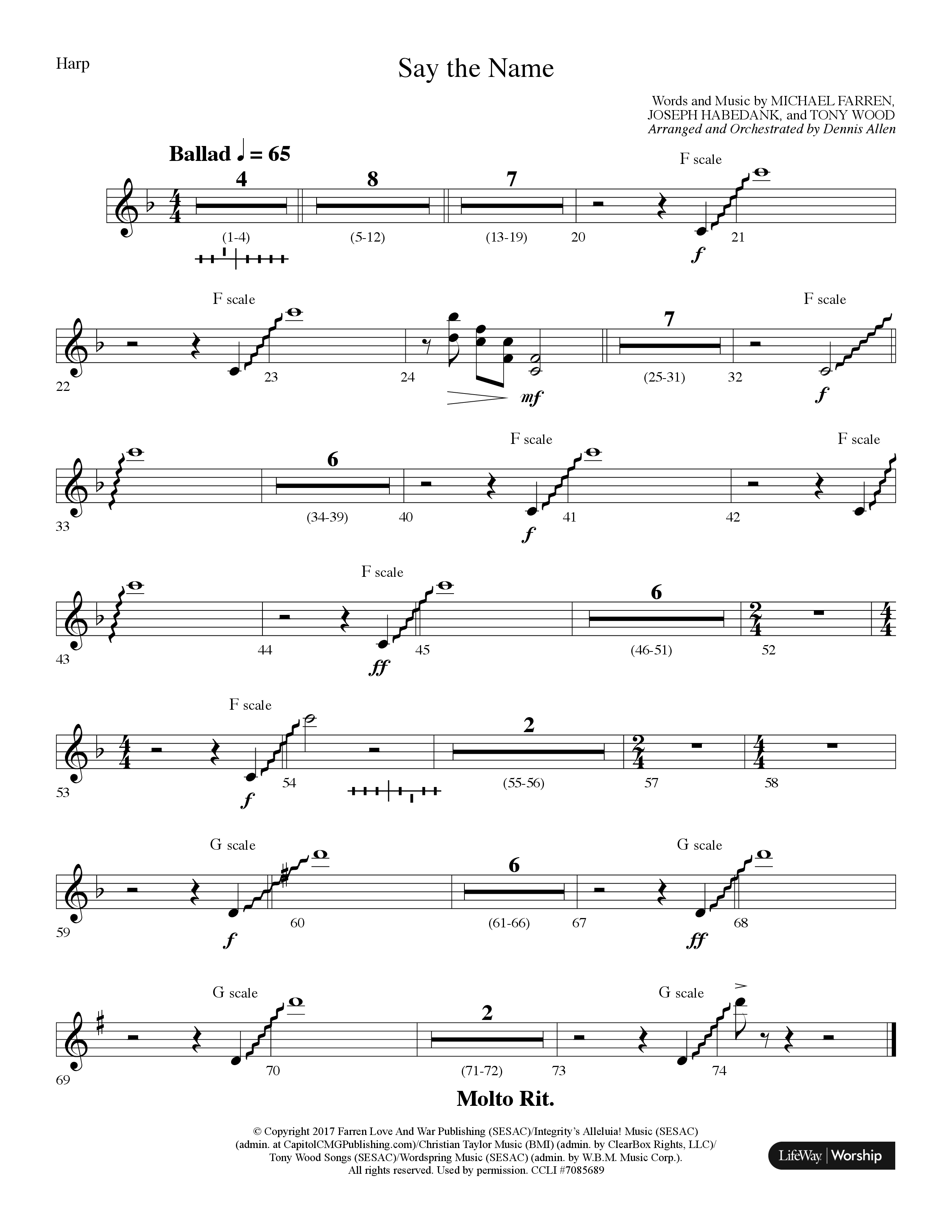 Say The Name (Choral Anthem SATB) Harp (Lifeway Choral / Arr. Dennis Allen)