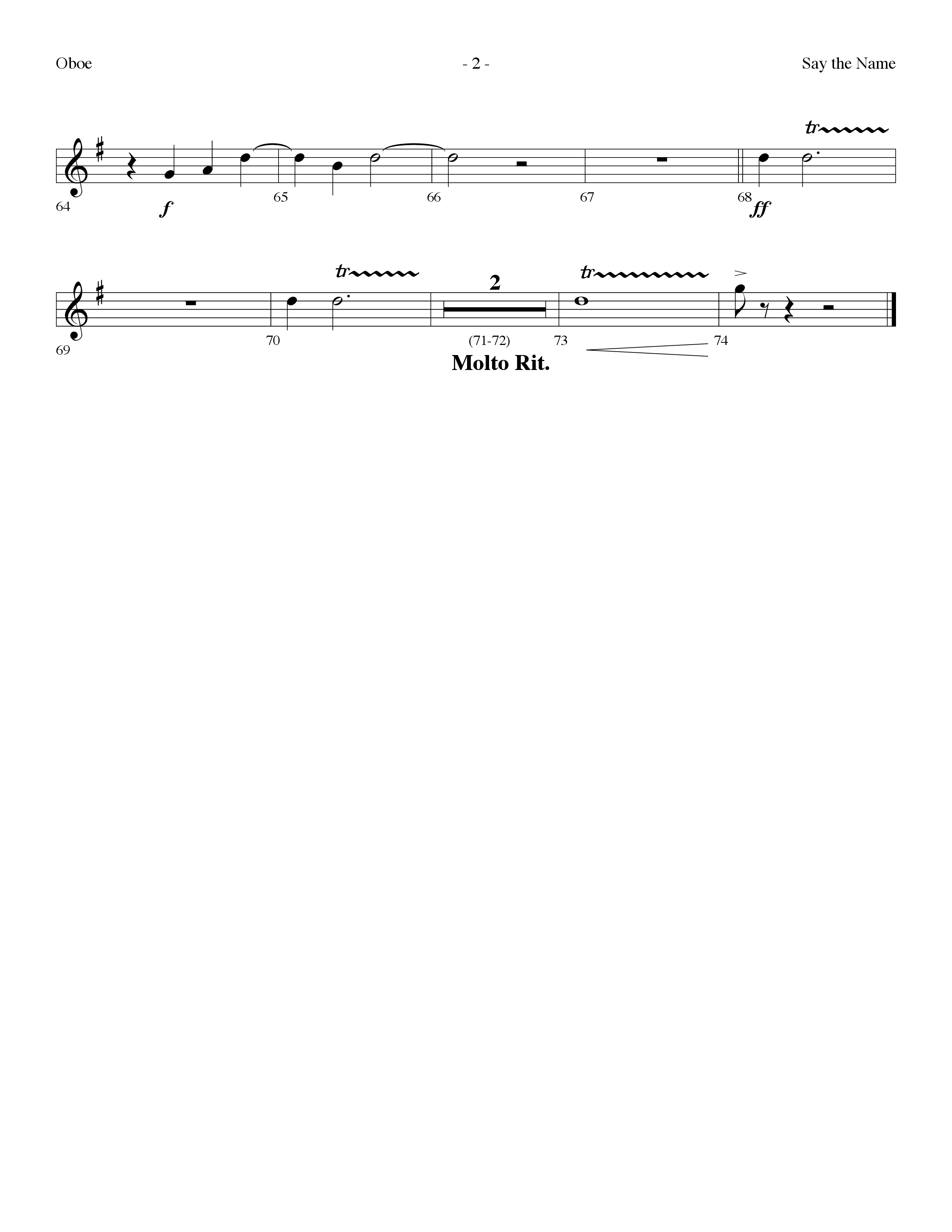 Say The Name (Choral Anthem SATB) Oboe (Lifeway Choral / Arr. Dennis Allen)
