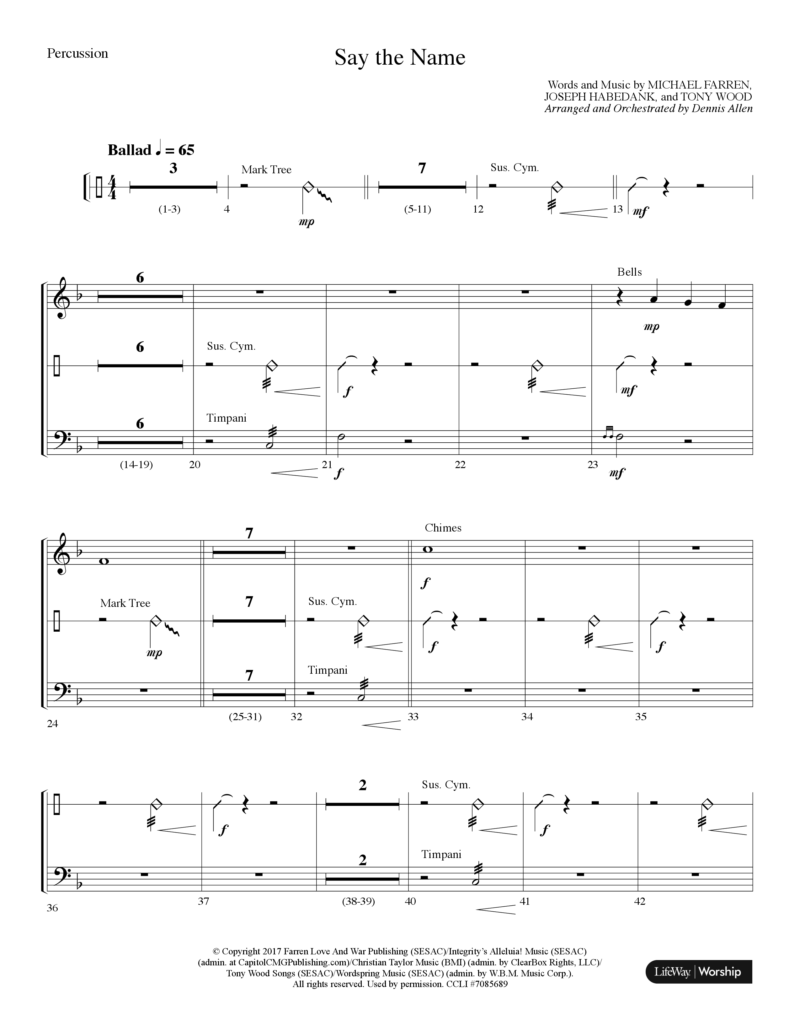 Say The Name (Choral Anthem SATB) Percussion (Lifeway Choral / Arr. Dennis Allen)