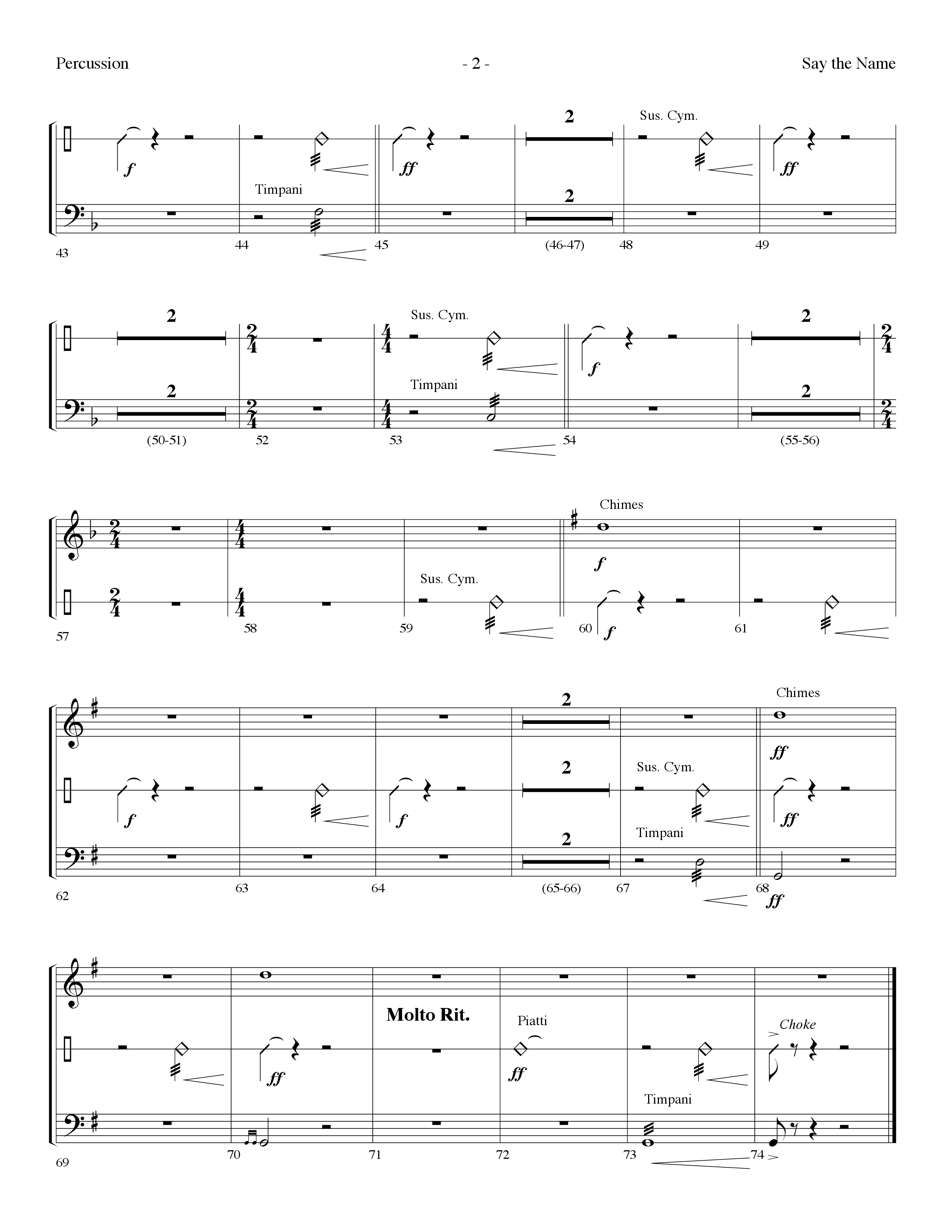 Say The Name (Choral Anthem SATB) Percussion (Lifeway Choral / Arr. Dennis Allen)
