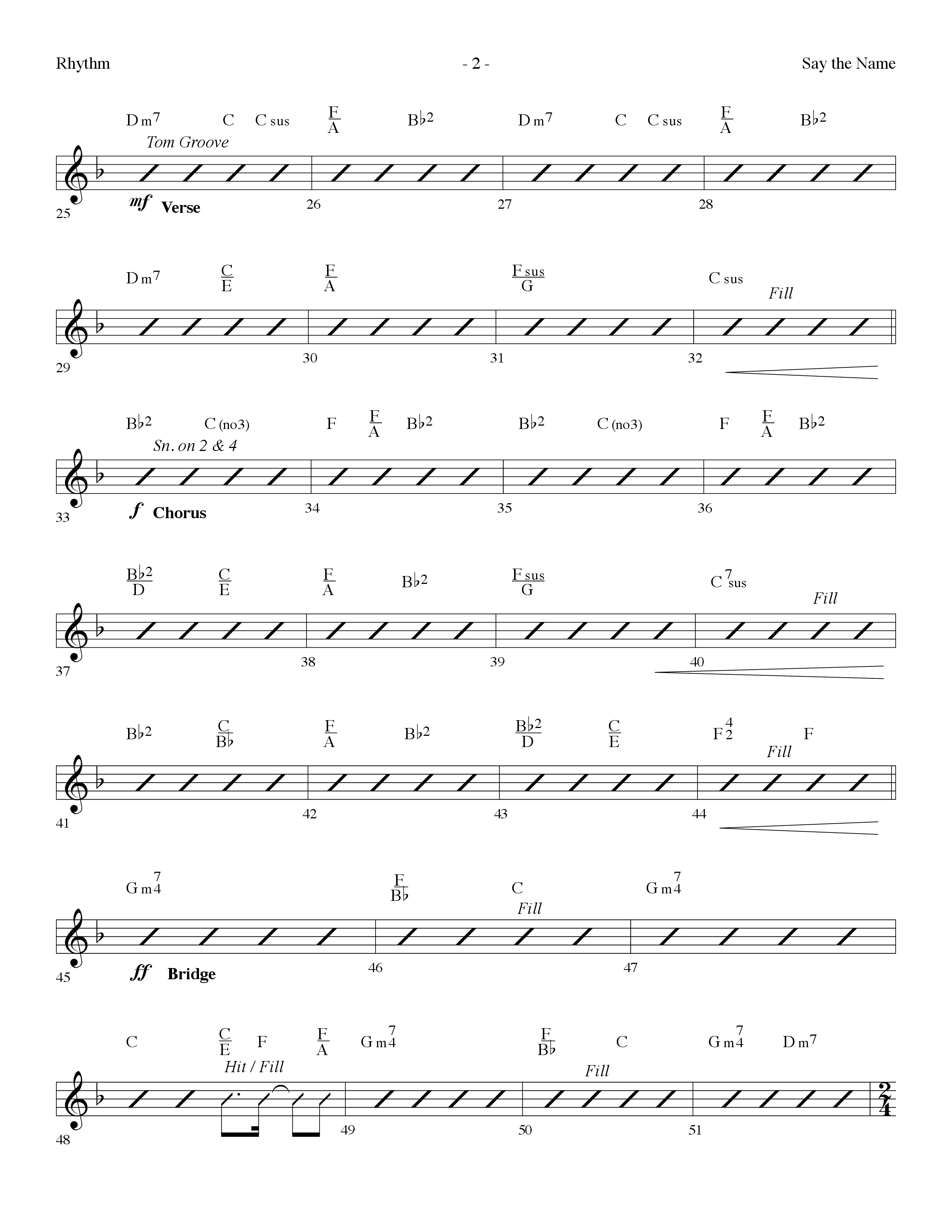 Say The Name (Choral Anthem SATB) Rhythm Chart (Lifeway Choral / Arr. Dennis Allen)