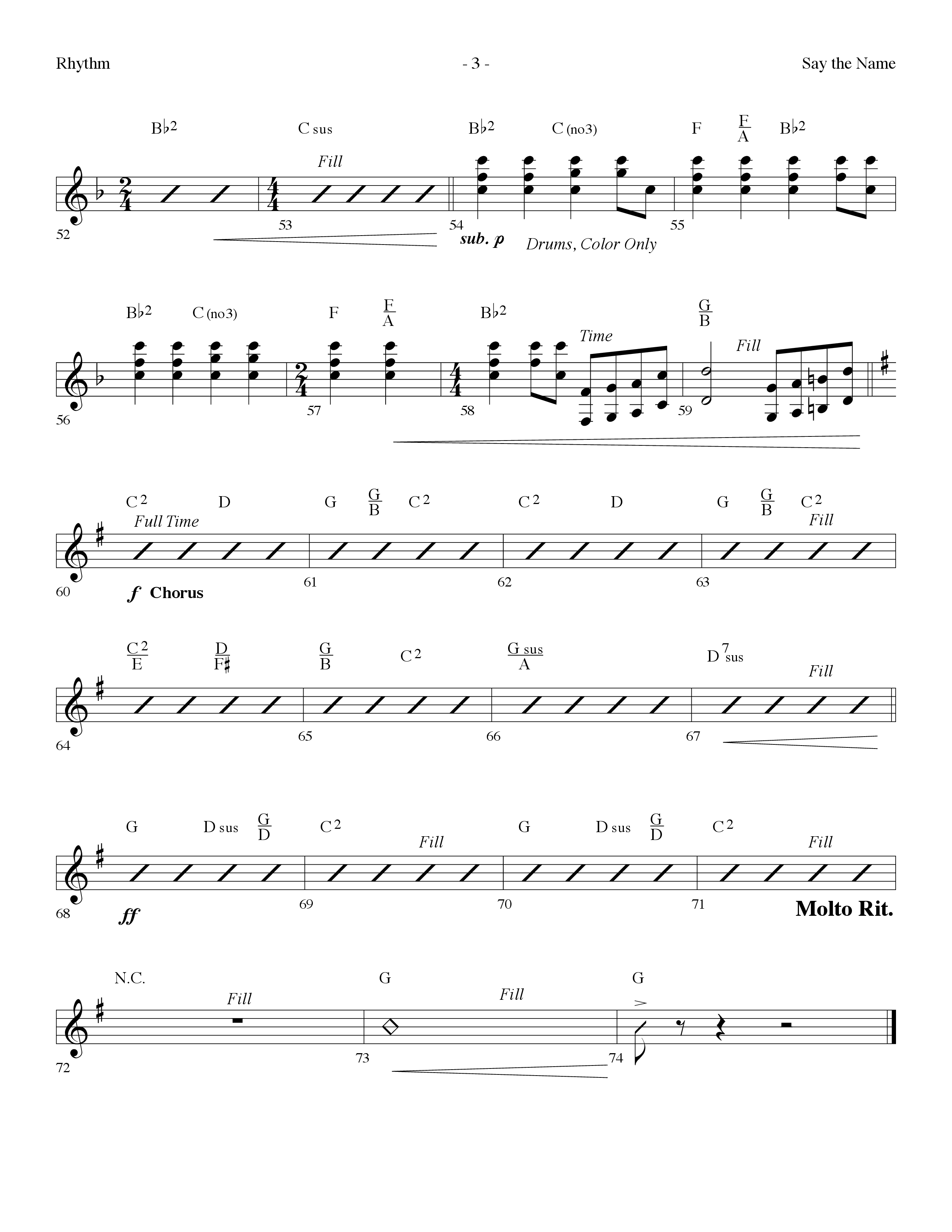 Say The Name (Choral Anthem SATB) Rhythm Chart (Lifeway Choral / Arr. Dennis Allen)